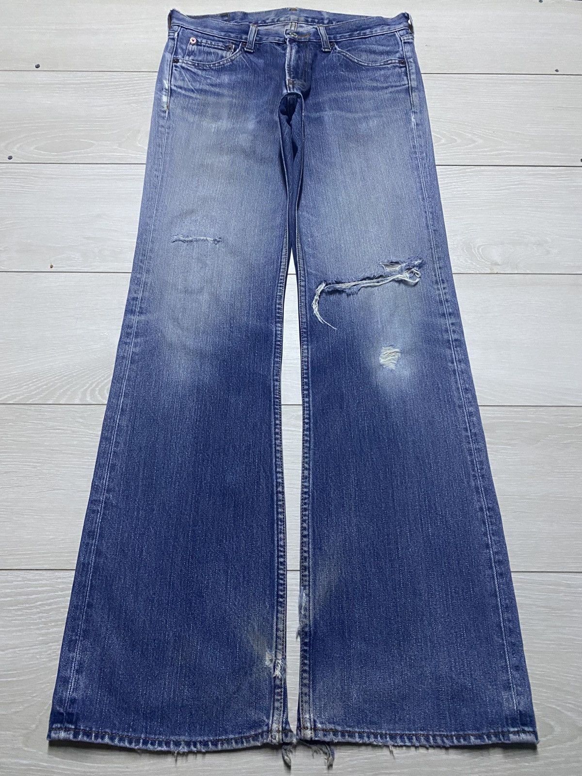 If Six Was Nine Vintage Bobson Crack Wash Distressed Flare Bootcut Jeans Size US 31 - 1 Thumbnail