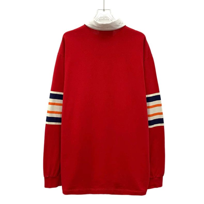 Gucci Gucci Red striped logo cotton lapel long-sleeved Polo shir Size US L / EU 52-54 / 3 - 2 Thumbnail