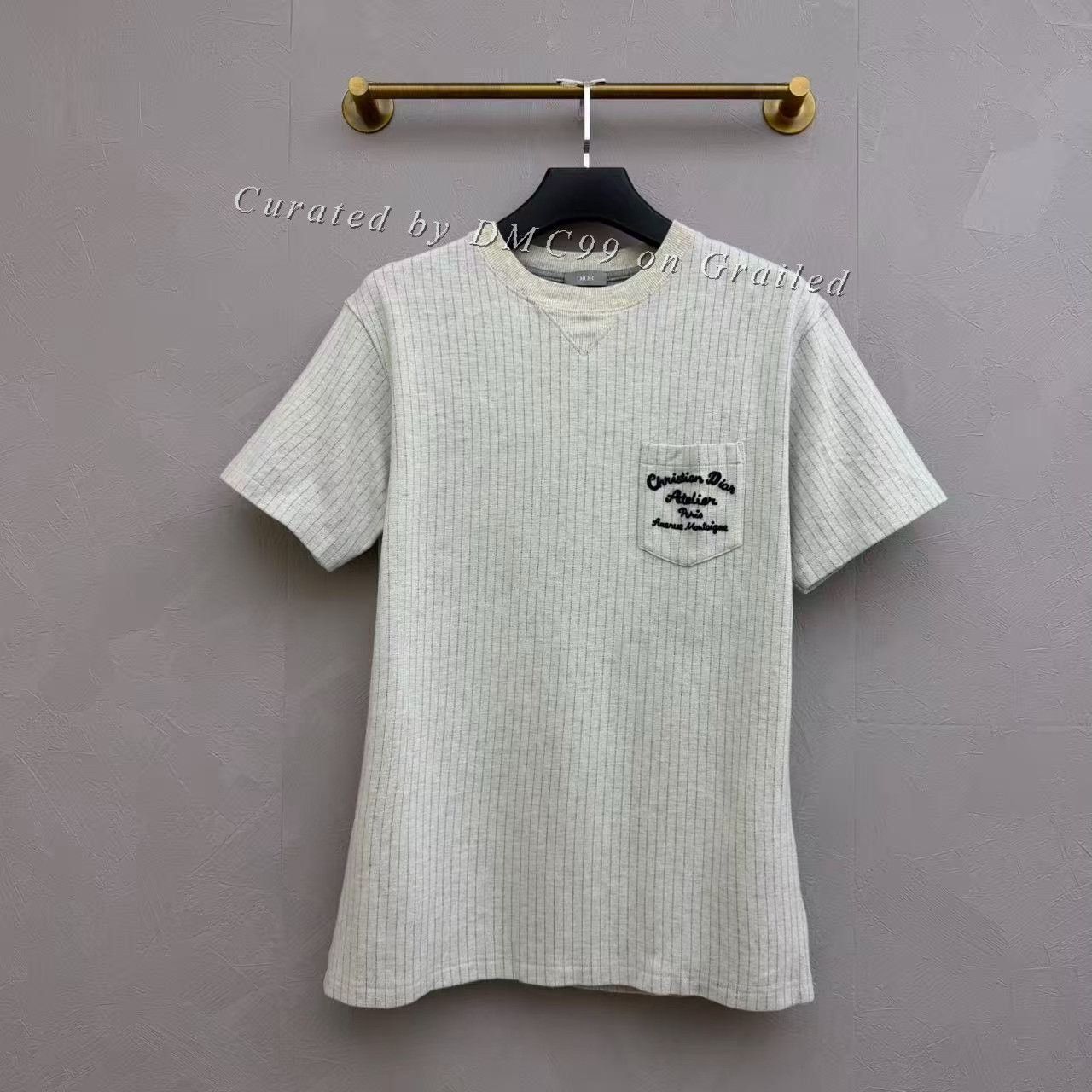 Dior Dior Pocket Embroidered Logo Stripe T-Shirt Size US XL / EU 56 / 4 - 1 Thumbnail