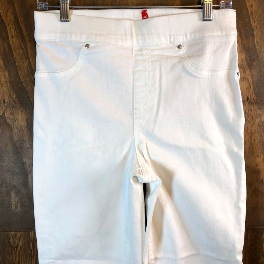 Spanx Spanx Womens Pants White Pull On High Rise Wide Cropped Raw Hems Stretch Medium Size 32" / US 10 / IT 46 - 2 Thumbnail