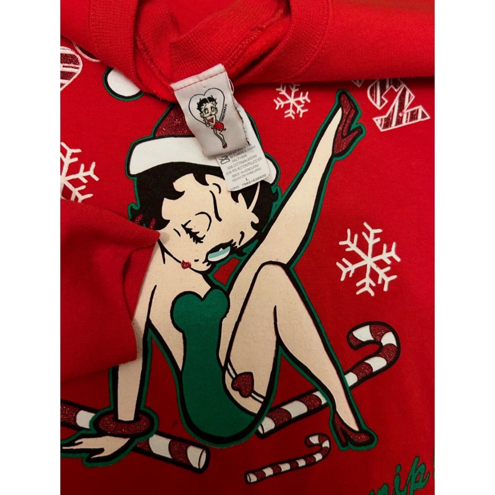 Vintage VINTAGE Betty Boop 90s Naughty Christmas VTG Crewneck Sweater L Red Boys? Mens? Size US L / EU 52-54 / 3 - 2 Thumbnail