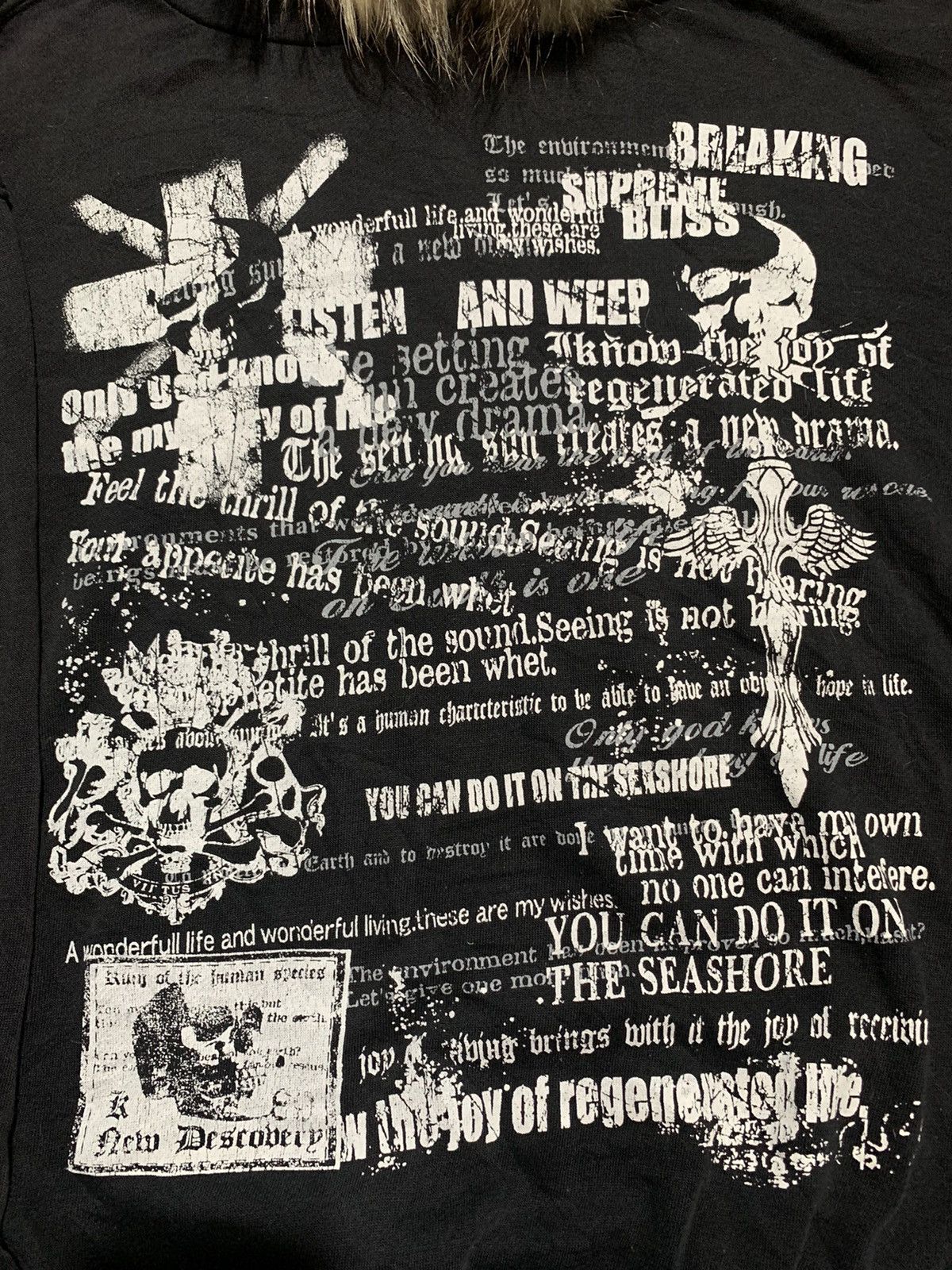 If Six Was Nine Bay Leaf poem skulls cross punk fur hoodie pullover Size US XL / EU 56 / 4 - 3 Thumbnail