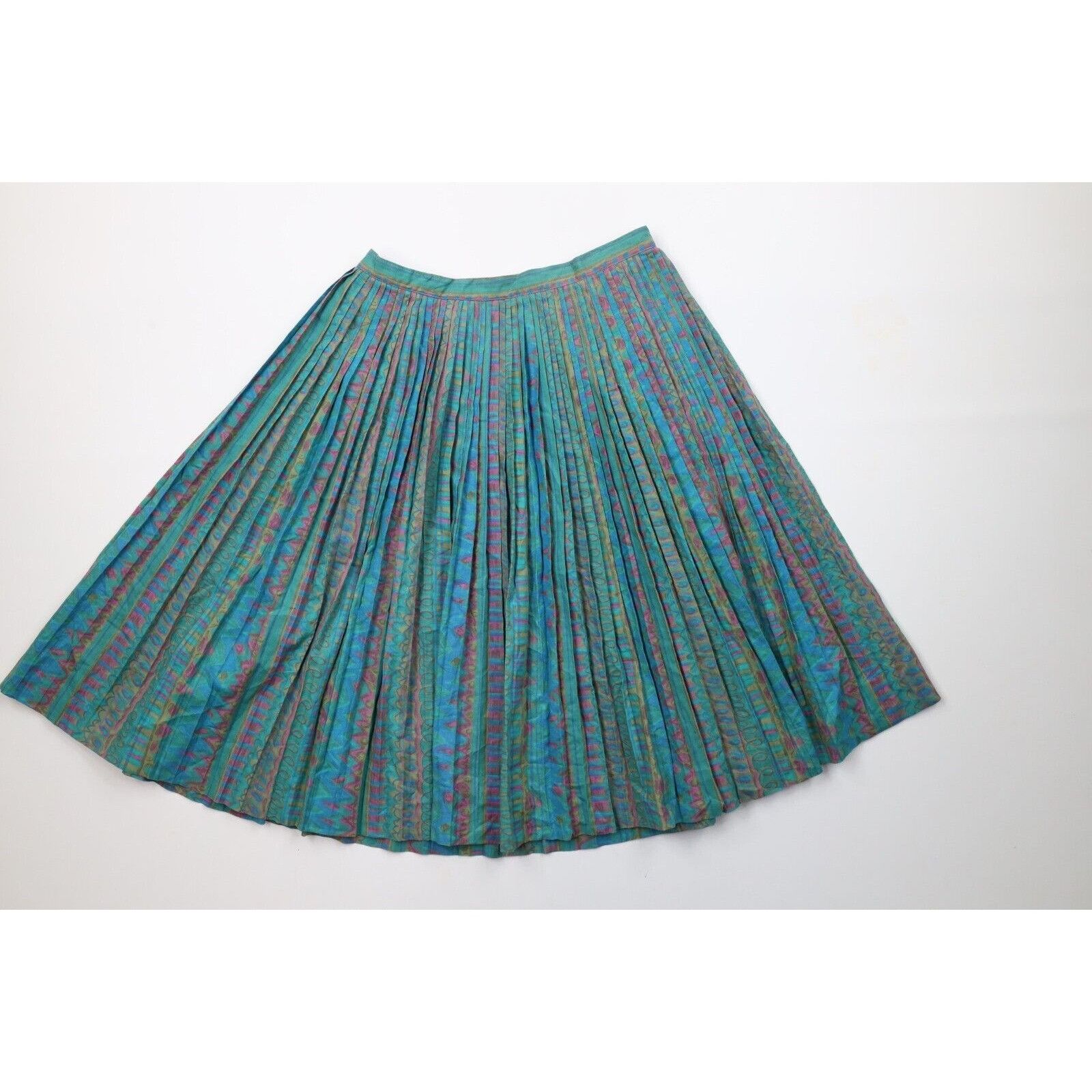 Vintage Vintage 60s 70s Streetwear Rainbow Abstract Pleated Skirt Size 26" / US 2 / IT 38 - 1 Thumbnail