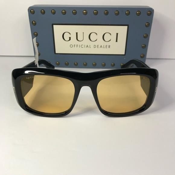 Gucci New Authentic Unisex GG1251S 001 Black/Yellow lenses Oversiz Size ONE SIZE - 5 Thumbnail
