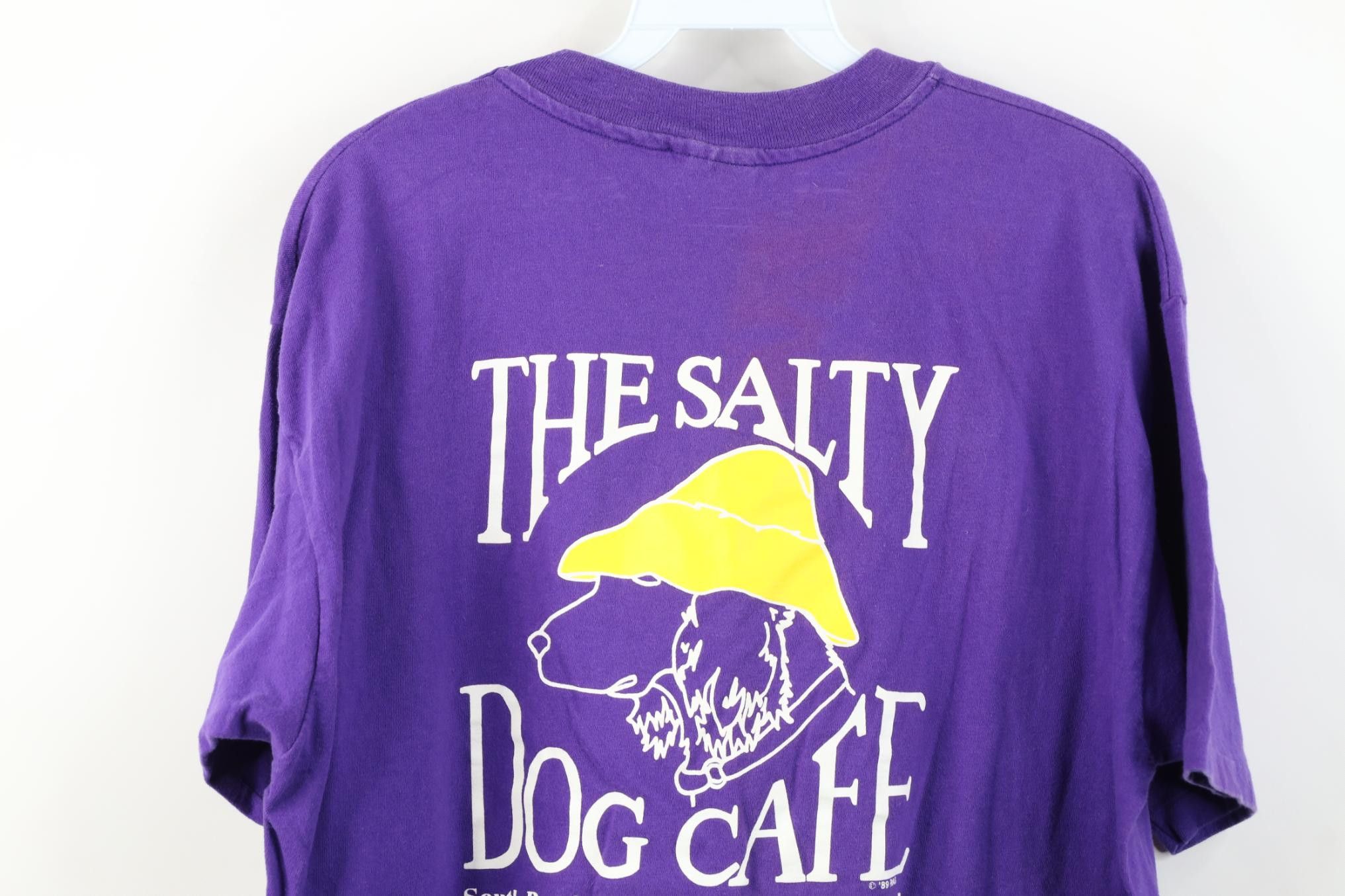 Vintage Vintage 80s Spell Out 1989 Salty Dog Cafe T-Shirt Purple USA Size US XL / EU 56 / 4 - 18 Thumbnail