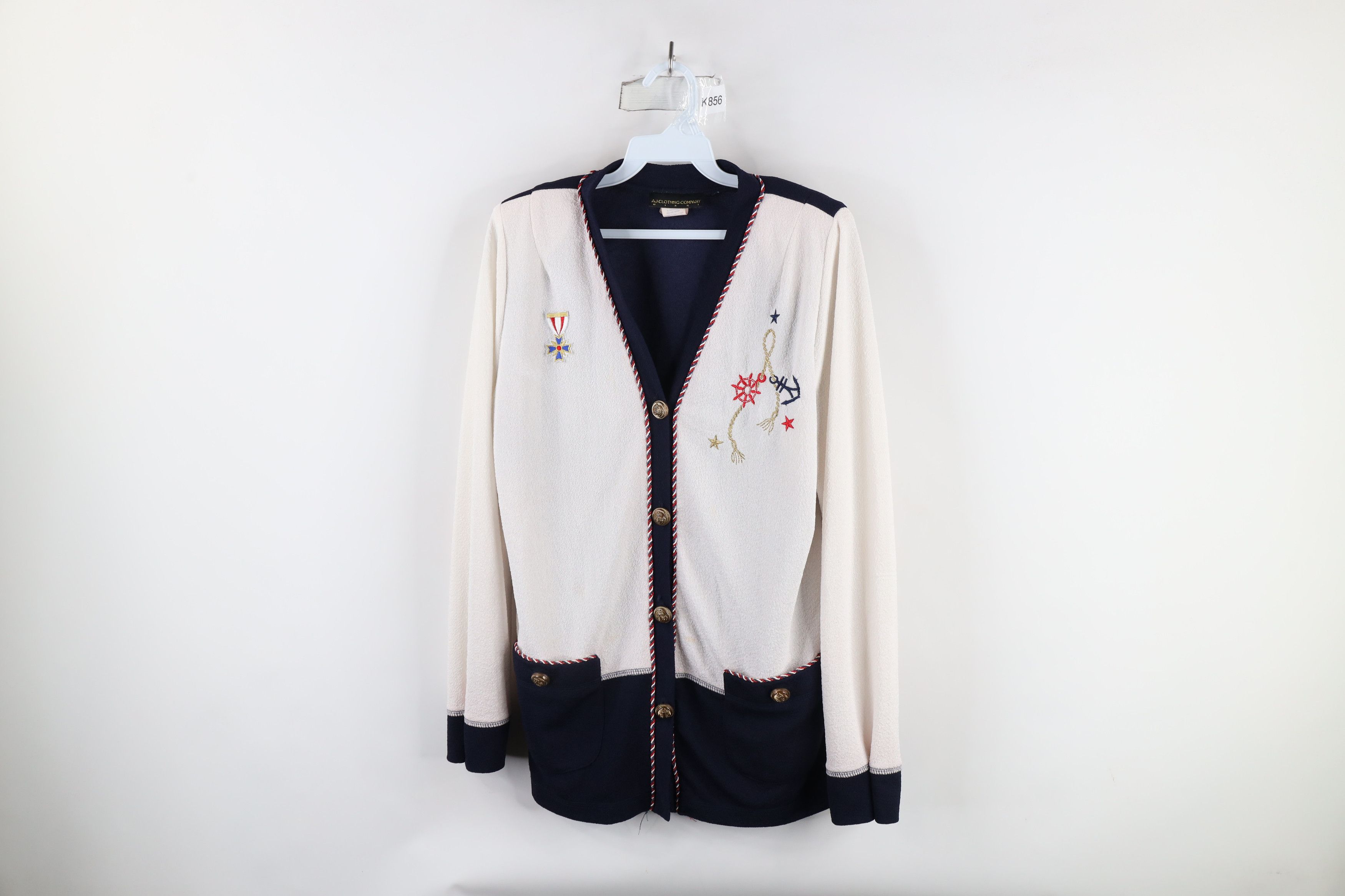 Vintage Vintage 90s Streetwear Sailing Knit Cardigan Sweater USA Size M / US 6-8 / IT 42-44 - 1 Thumbnail