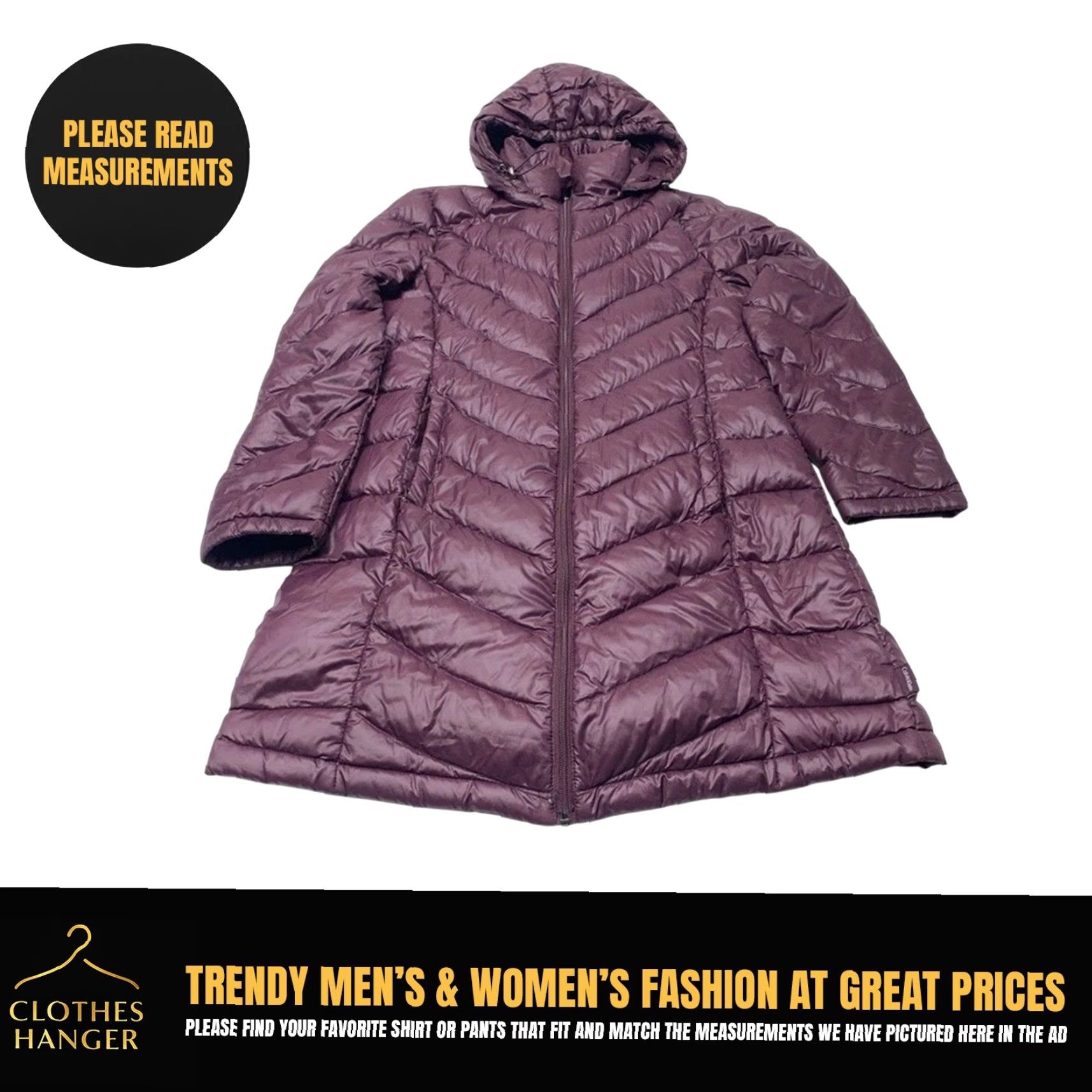 Calvin Klein Calvin Klein Down Puffer Jacket Womens Medium Maroon Long Hooded Packable Light Size M / US 6-8 / IT 42-44 - 2 Thumbnail