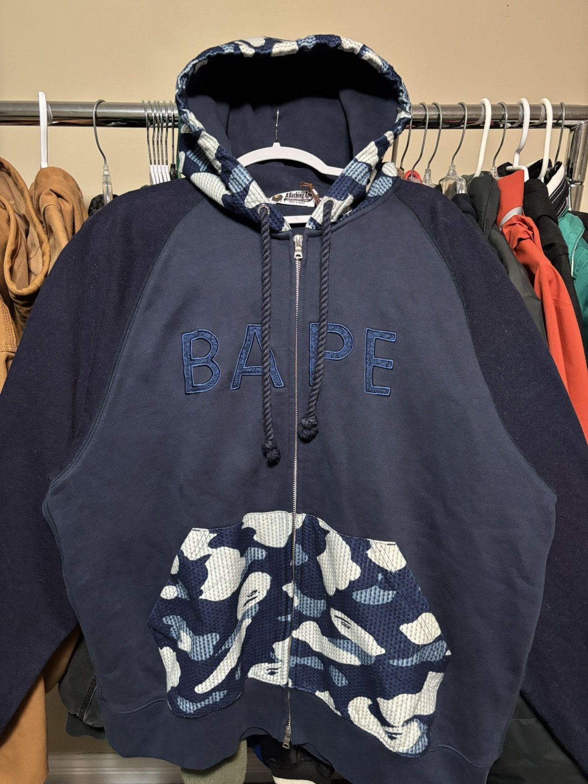 Bape BAPE Sashiko Camo Relaxed Fit Zip Hoodie Size US XXL / EU 58 / 5 - 2 Thumbnail