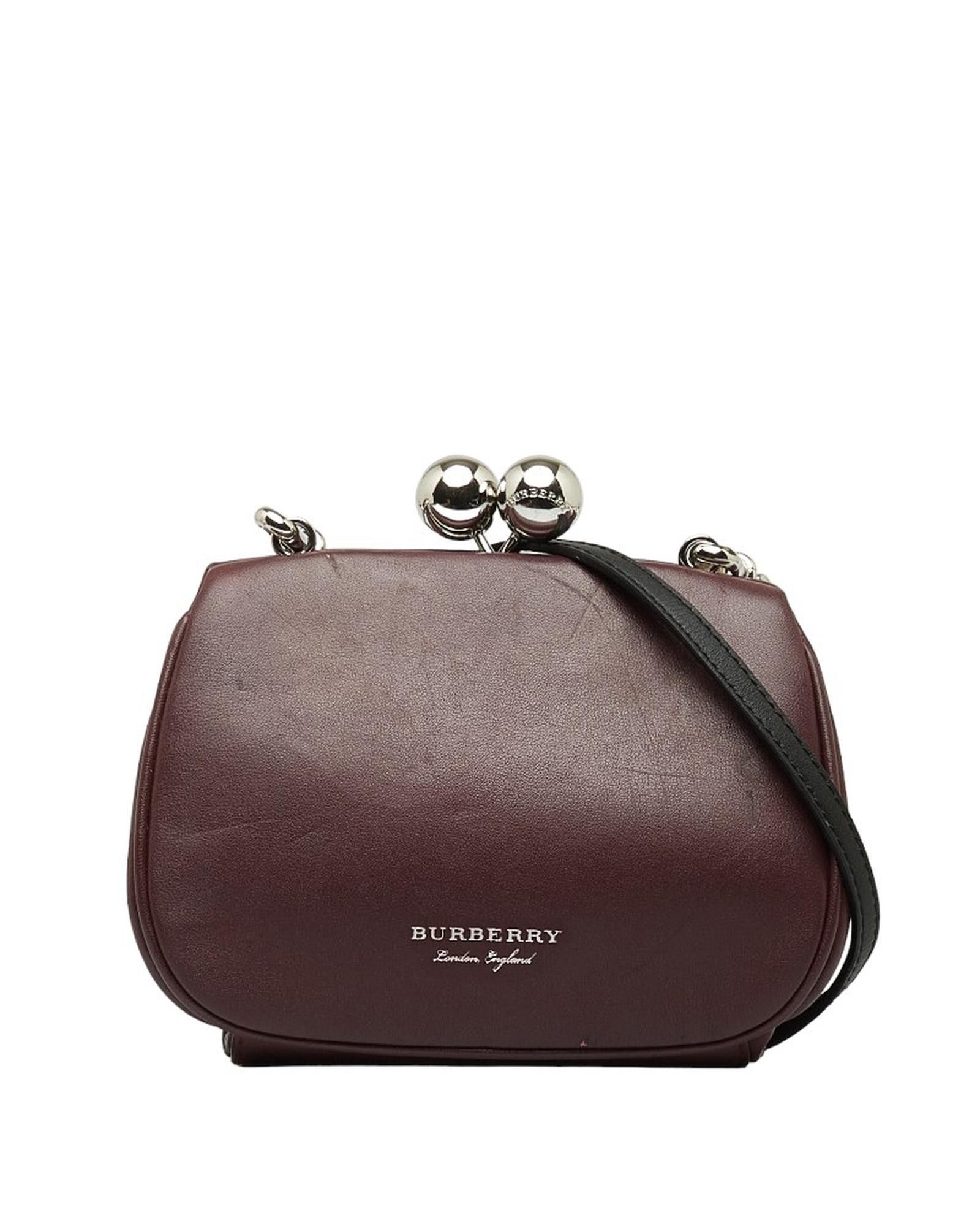 image of Burberry Rose Gold Leather Frame Bag - B Condition, Women's