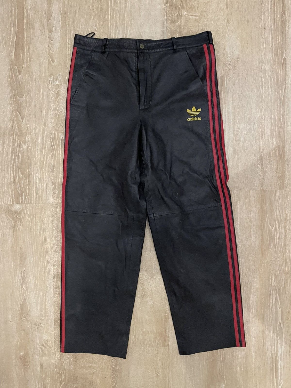 image of Adidas A-15 Run-Dmc 80's Leather Trackpants in Black, Men's (Size 36)