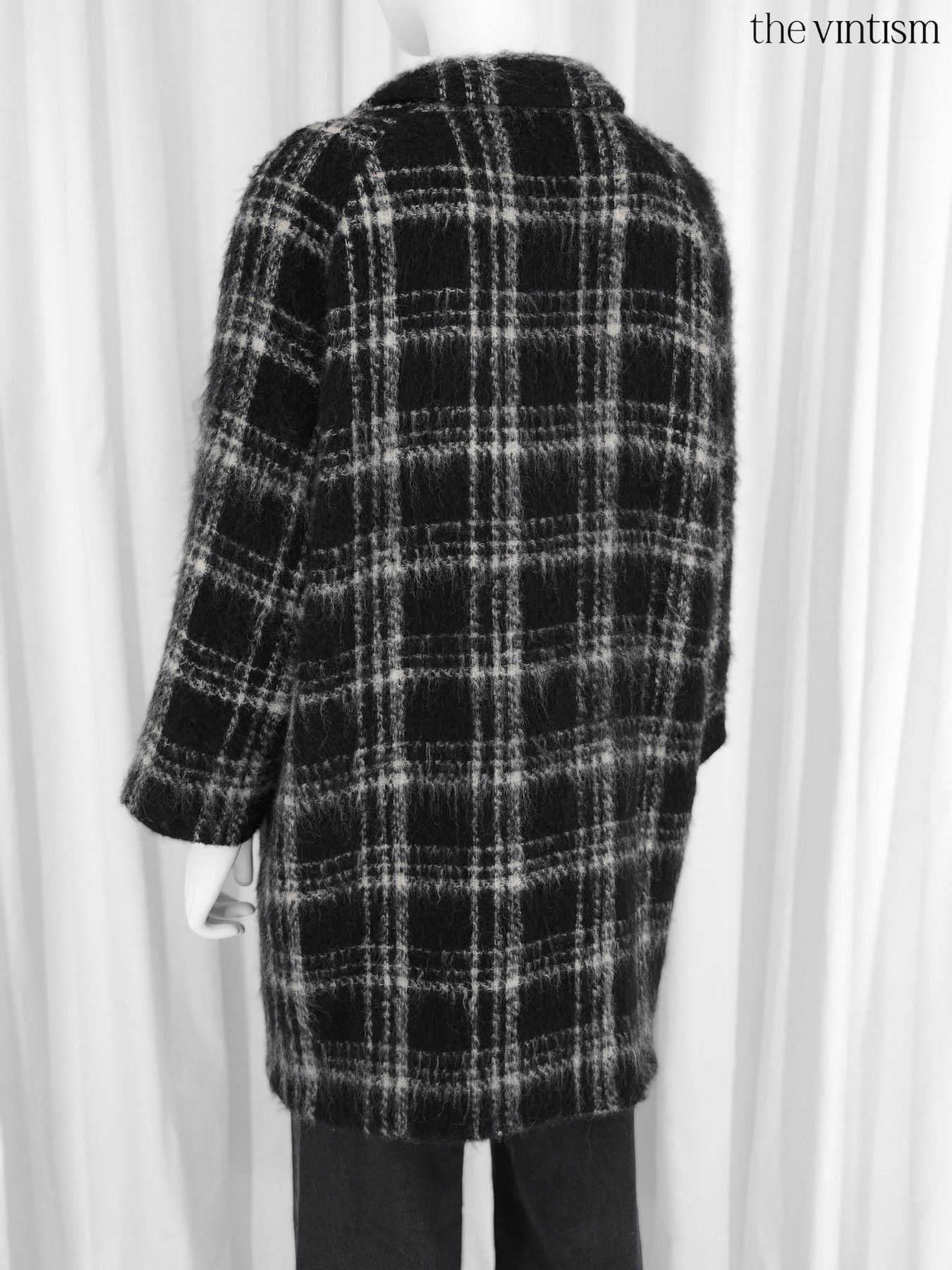 Ganni Ganni Grey Check Wool & Mohair Coat Scandi Oversized M/L Size M / US 6-8 / IT 42-44 - 7 Thumbnail