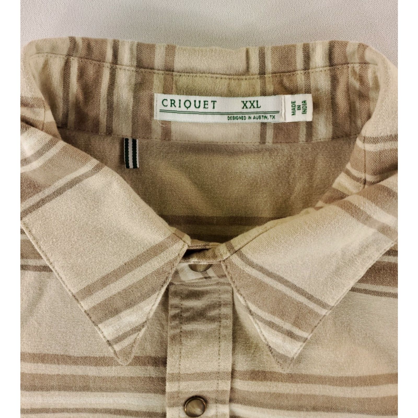 Vintage Criquet Shirt Pearl Snap Flannel Brown Striped Long Sleeve Mens XXL Size US XXL / EU 58 / 5 - 2 Thumbnail