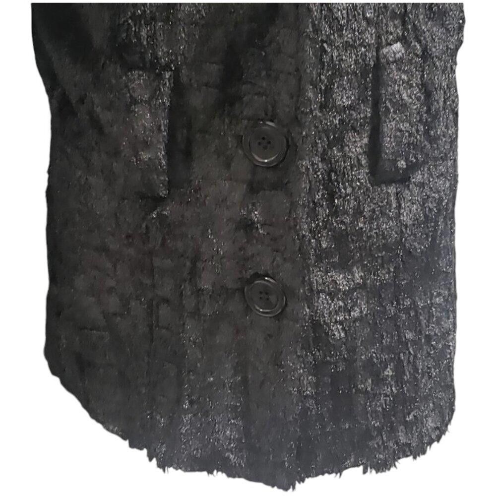Designer CT1919 Ethyl Black Faux Fur Jacket with Belt Hoops L Size L / US 10 / IT 46 - 3 Thumbnail