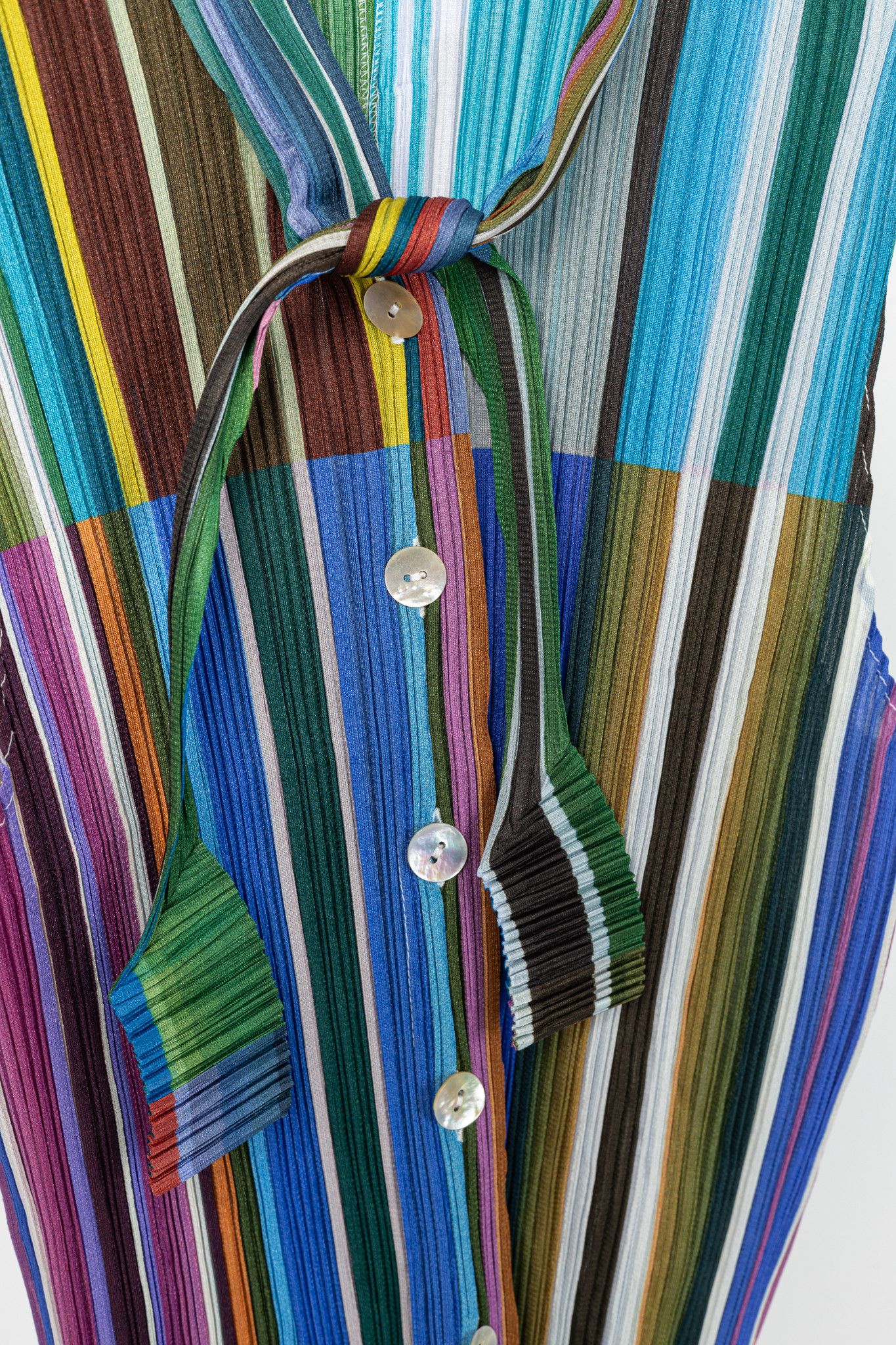 Pleats Please Issey Miyake Pleats Please Issey Miyake Striped Buttoned Tie-Neck Top Size M / US 6-8 / IT 42-44 - 6 Thumbnail