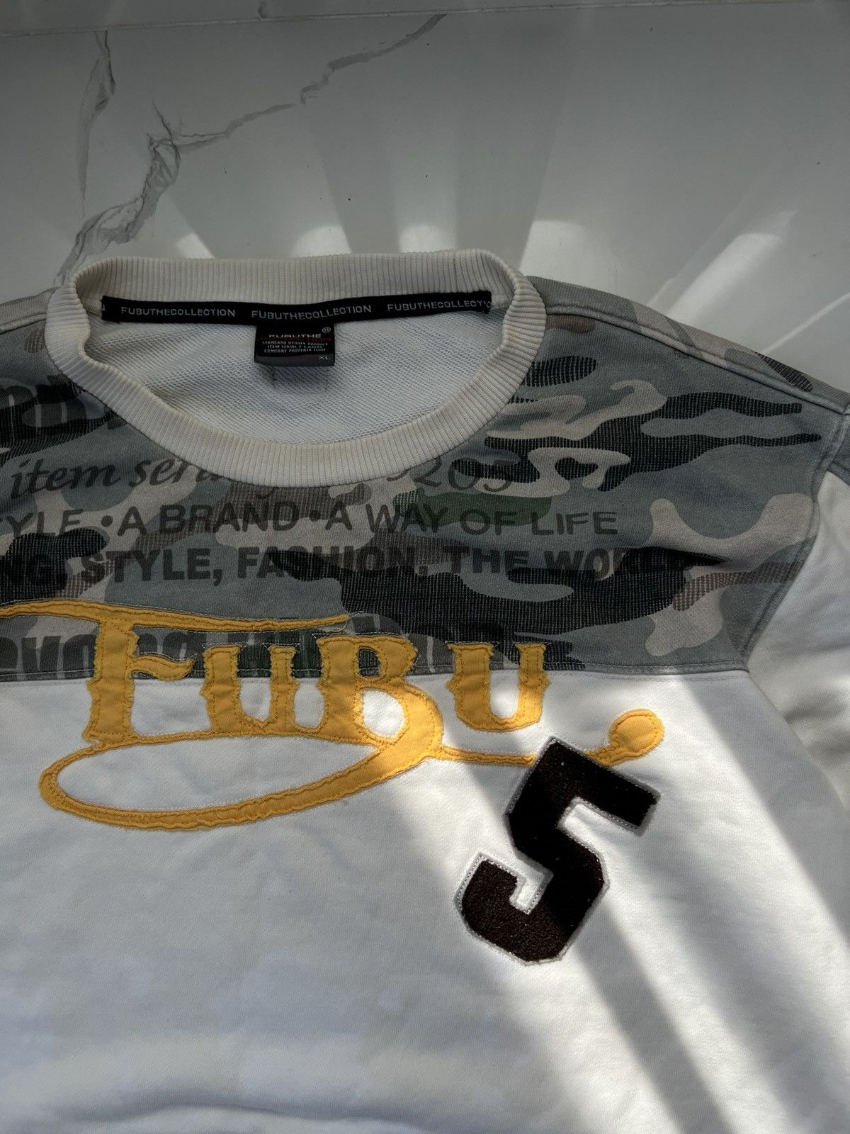 Fubu × Vintage 90's FUBU RARE CAMO 5 RETRO CREWNECK Y2K AVANT-GARDE Size US XL / EU 56 / 4 - 3 Thumbnail