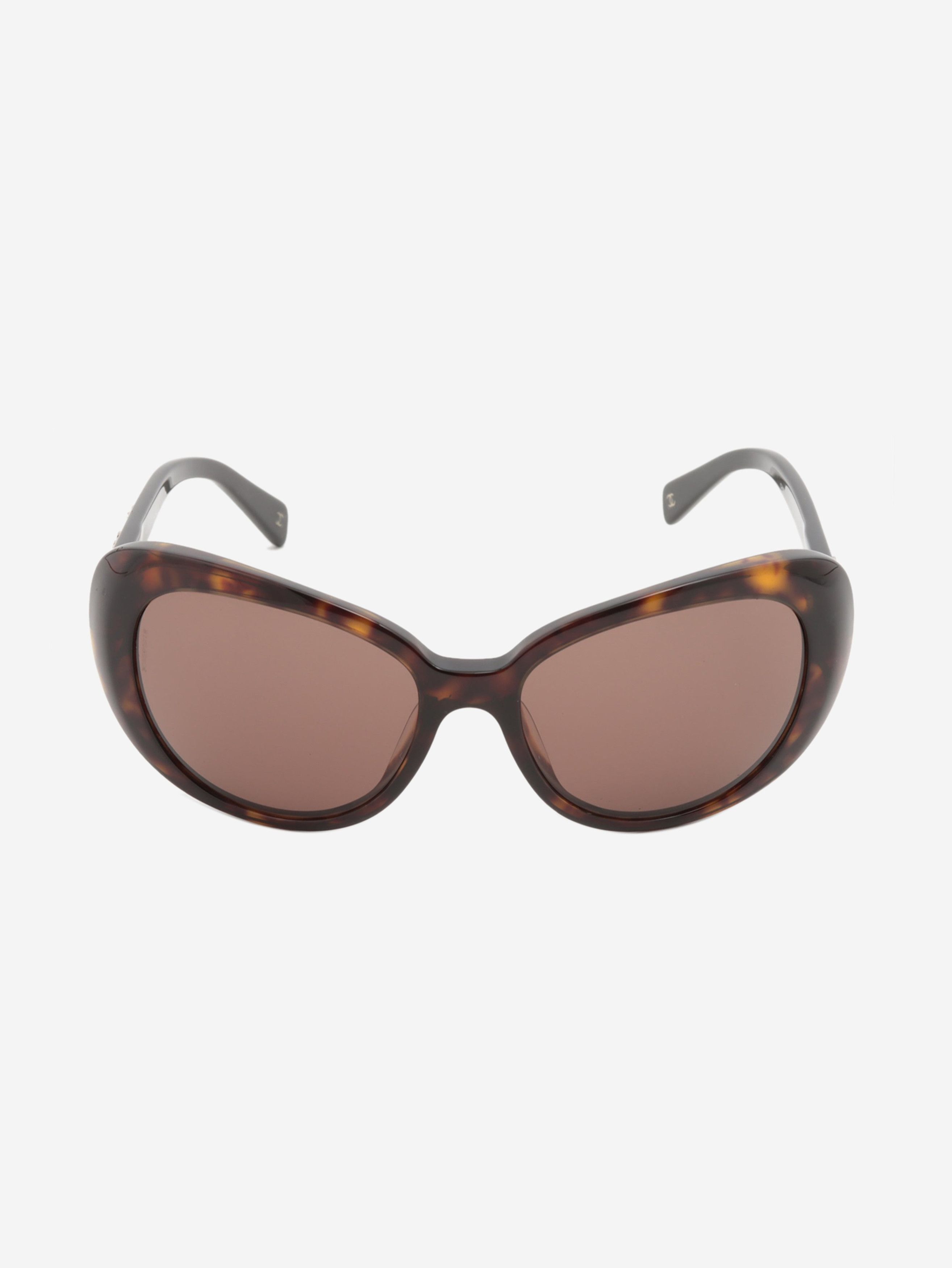 image of Chanel Brown Tortoise Shell Oversized Sunglasses, Women's