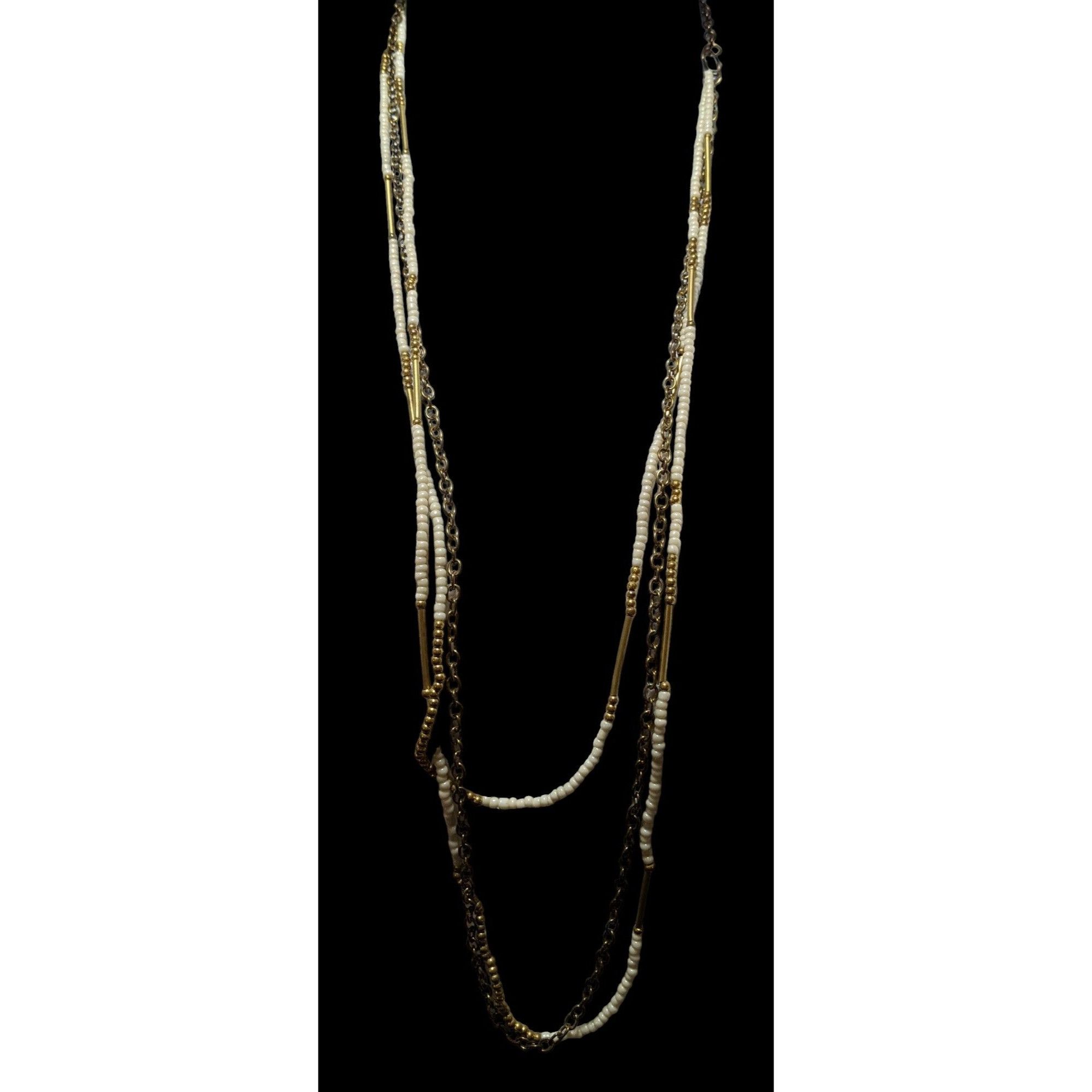 Other Gold White Multilayer Bohemian Necklace Size ONE SIZE - 3 Thumbnail