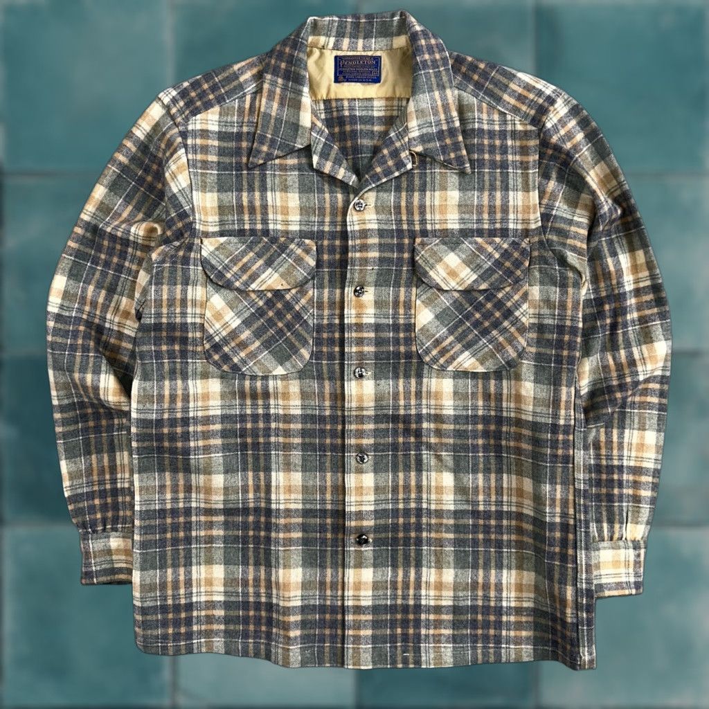 Pendleton VINTAGE Pendleton Men’s Board Shirt Flannel 100% Wool Plaid 1970s Casual Size M Grey Size US M / EU 48-50 / 2 - 1 Thumbnail