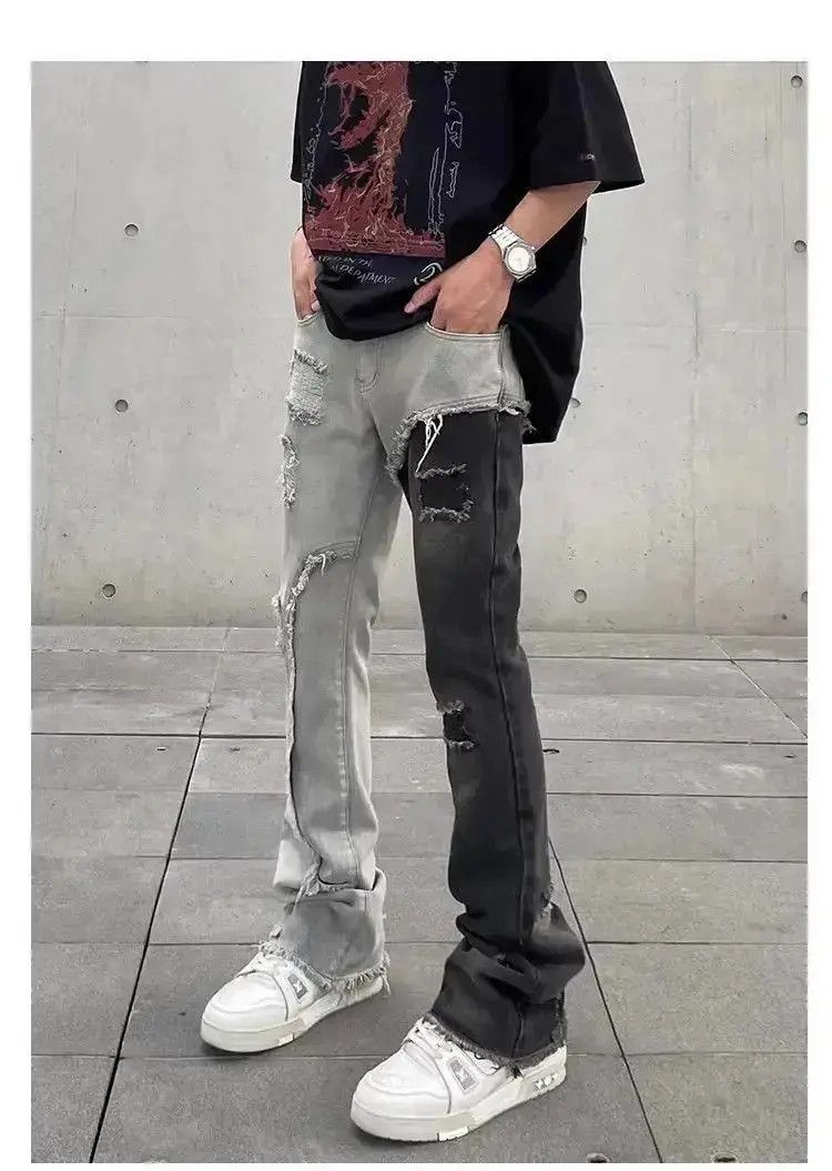 Japanese Brand Distressed contrasting color patchwork jeans Size US 30 / EU 46 - 5 Thumbnail