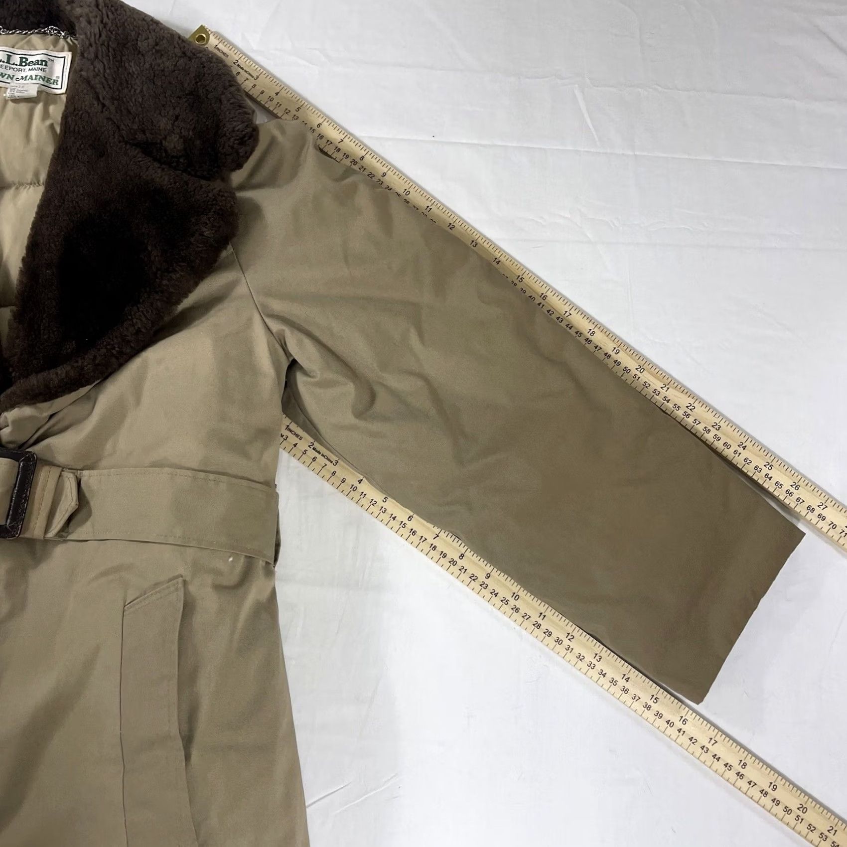 Vintage VINTAGE L.L. Bean Down Mainer Jacket Parka Belted 18 Beige Womens 80s USA Size XXL / US 16-18 / IT 52-54 - 6 Thumbnail