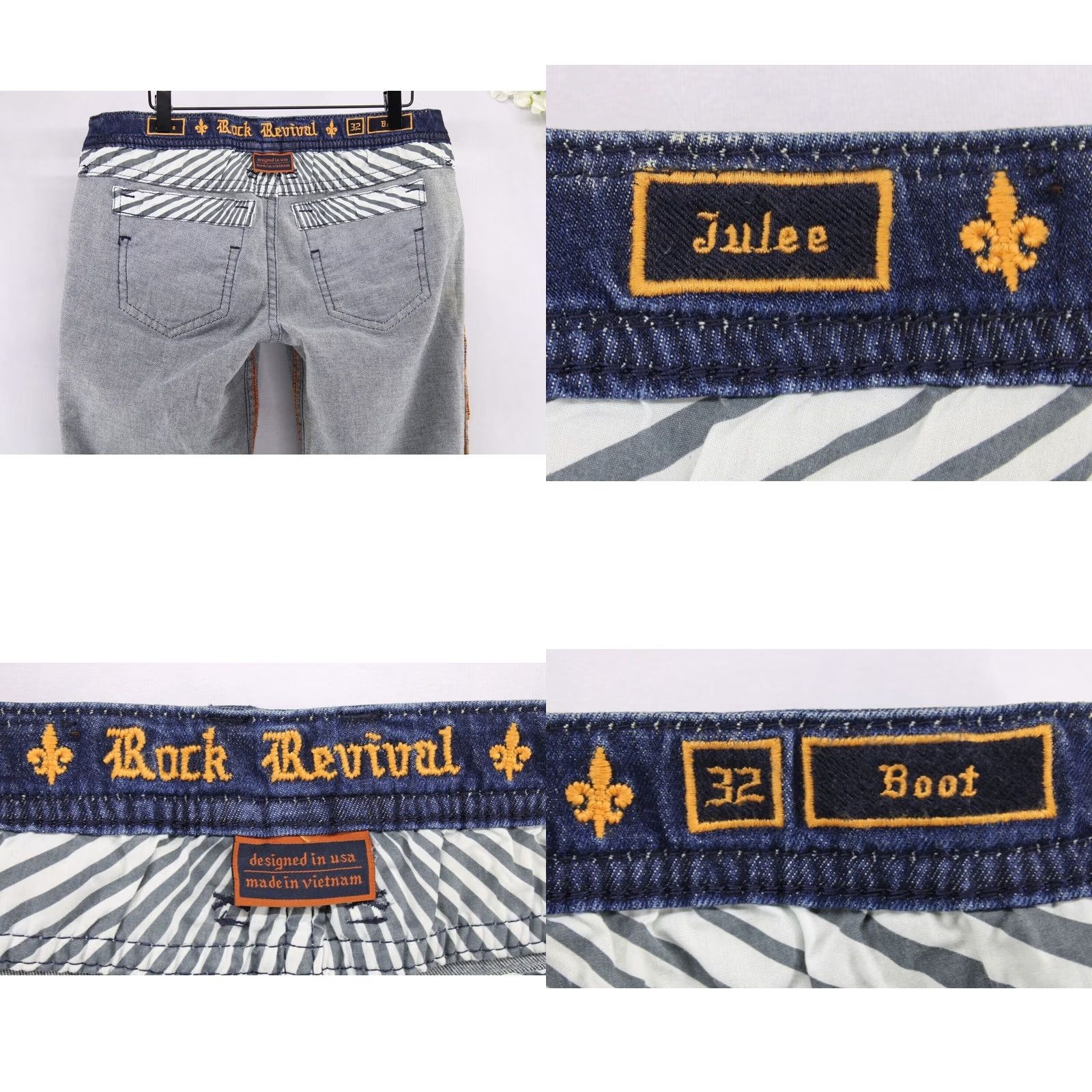Vintage Rock Revival Women's Julee Boot Cut Denim Blue Jeans Sz 32x32 NEW Regular Pants Size 24" / US 00 / IT 34 - 8 Thumbnail