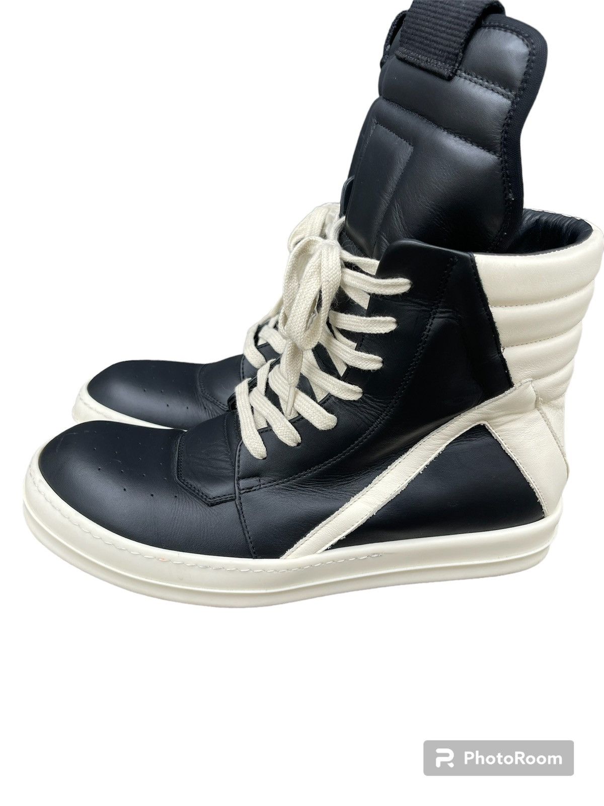 Pre-owned Archival Clothing X Rick Owens Geobaskets Black Milk Shoes