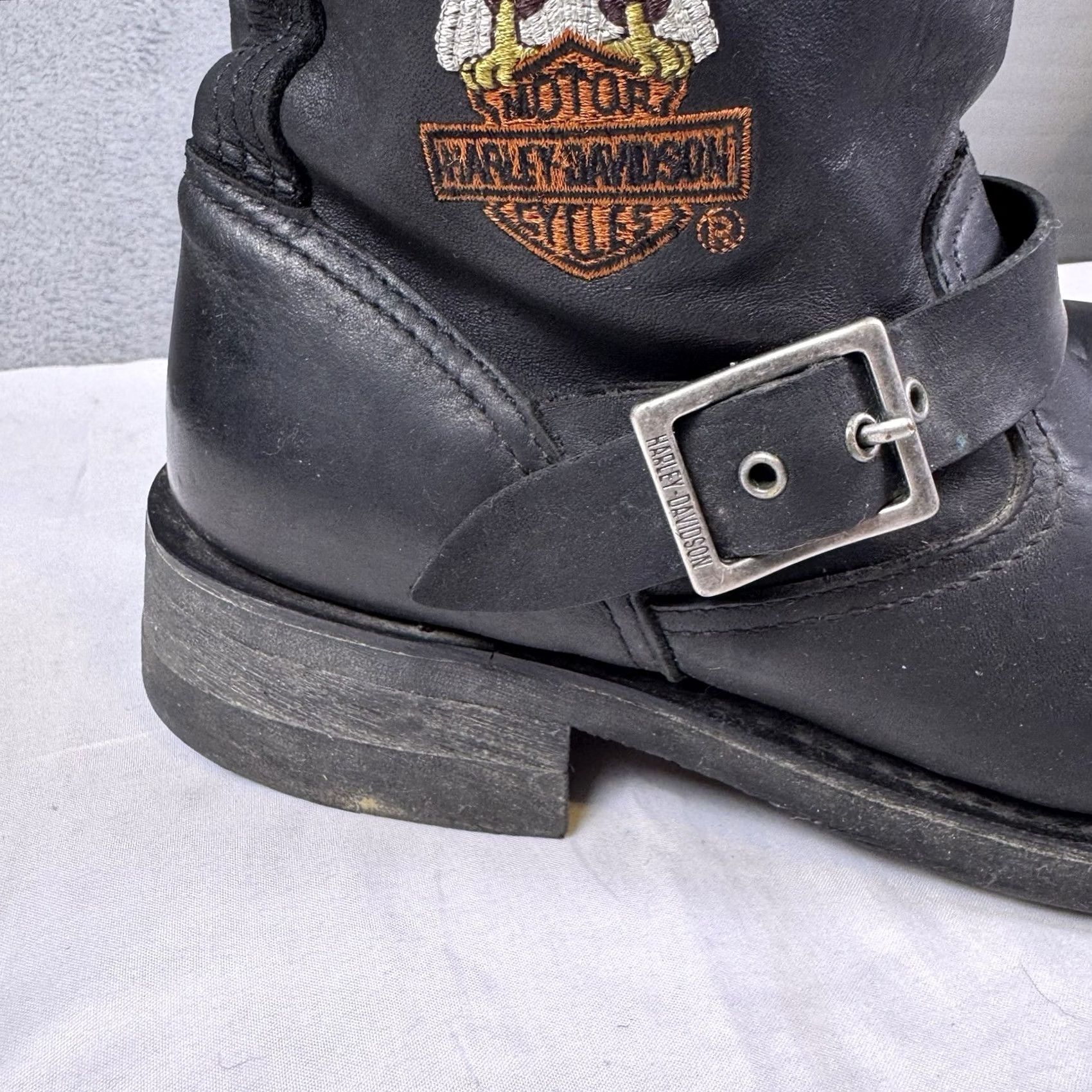 Harley Davidson Eagle Boots Mens 9.5 Harness Pull On Buckle Biker Leather Grunge Harley-Davidson Eagle Boots Mens 9.5 Biker Leather Pull On  main image 4