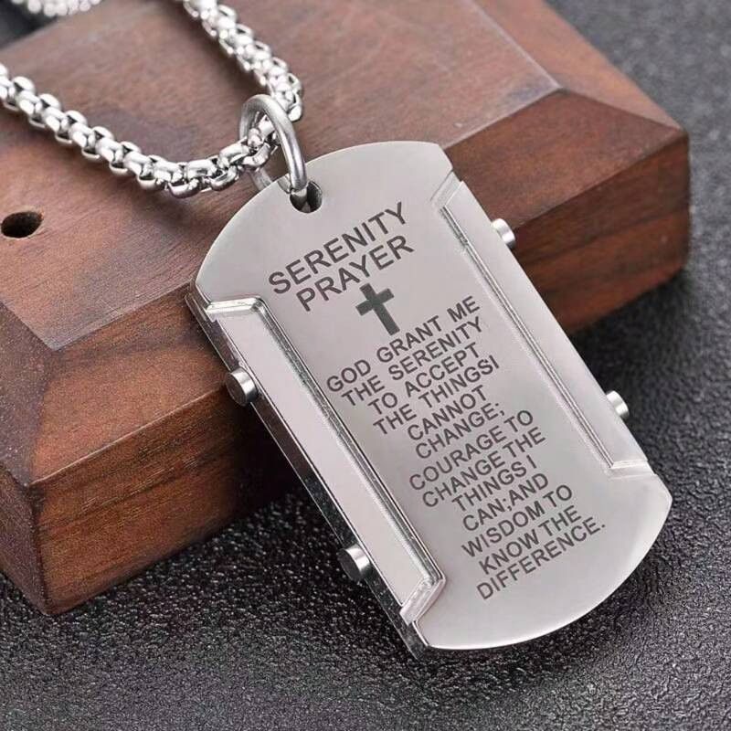Jewelry x Vintage Military Dog Tag Y2K Necklace Chain in Silver, Men's
