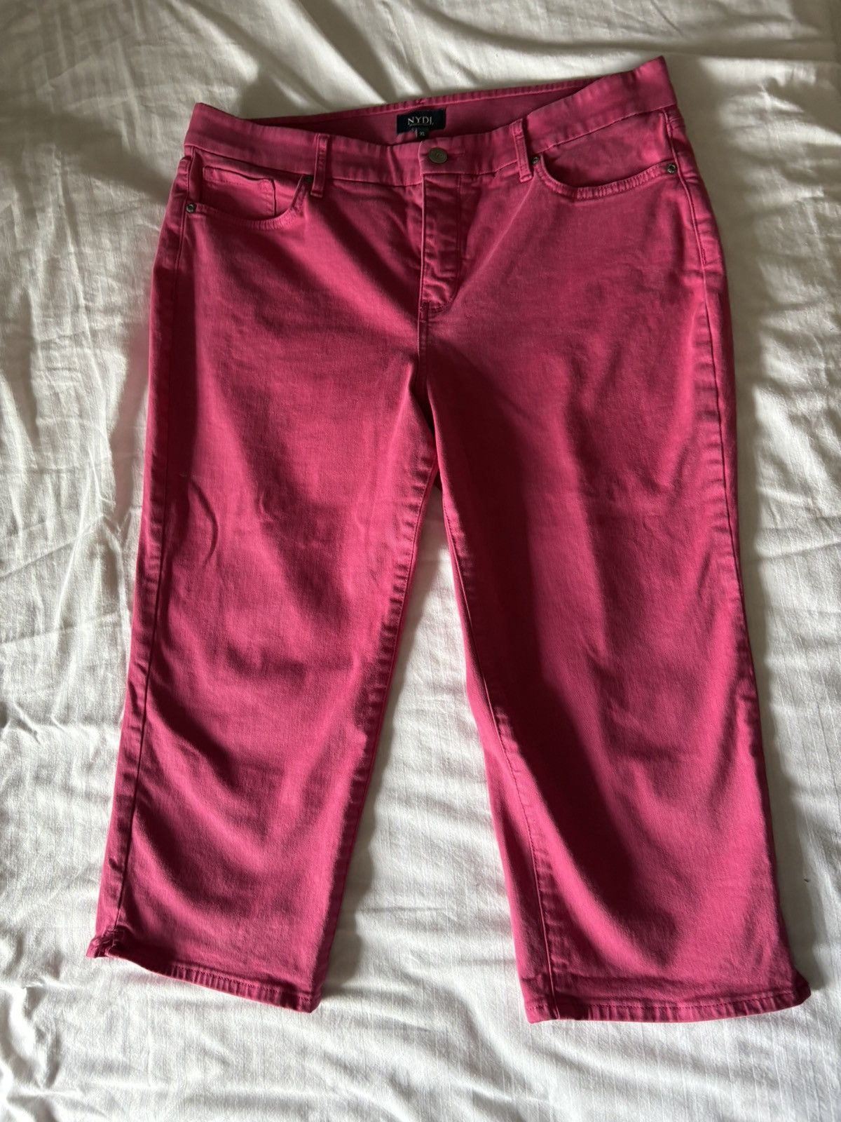 NYDJ NYDJ Raspberry Pink Denim Slim Capri Button Zip Plus XL Size 36" / US 14 / IT 50 - 1 Thumbnail
