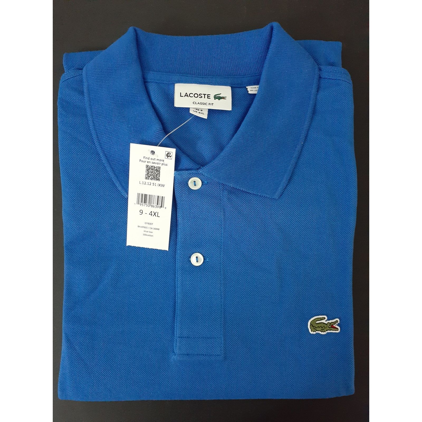 Lacoste Lacoste Men's Short Sleeved Ribbed Collar Shirt 4XL Blue Size US XXL / EU 58 / 5 - 2 Thumbnail