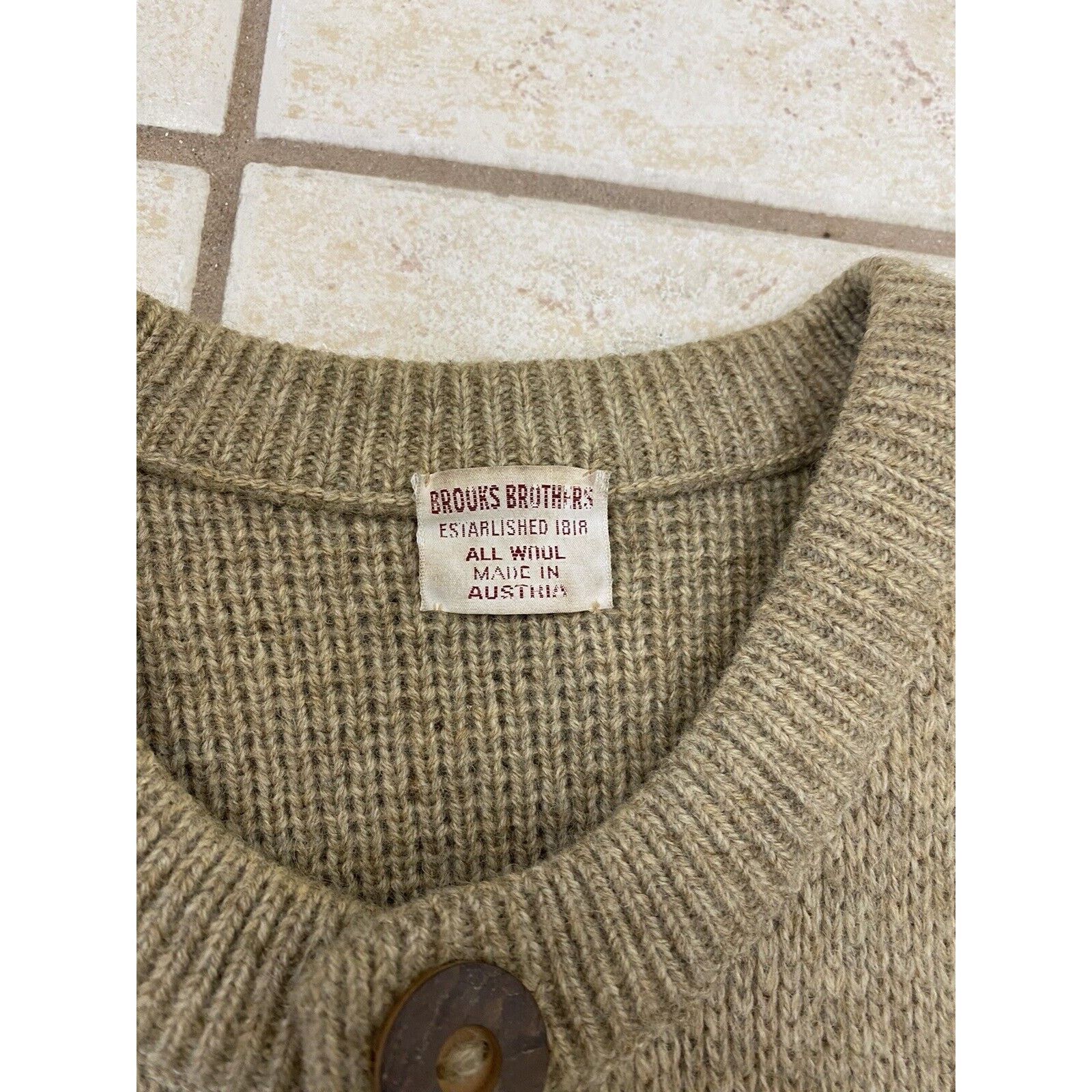 Brooks Brothers VTG Brooks Brothers Cardigan Sweater Wool Tan Brown Chunky Size L / US 10 / IT 46 - 10 Thumbnail