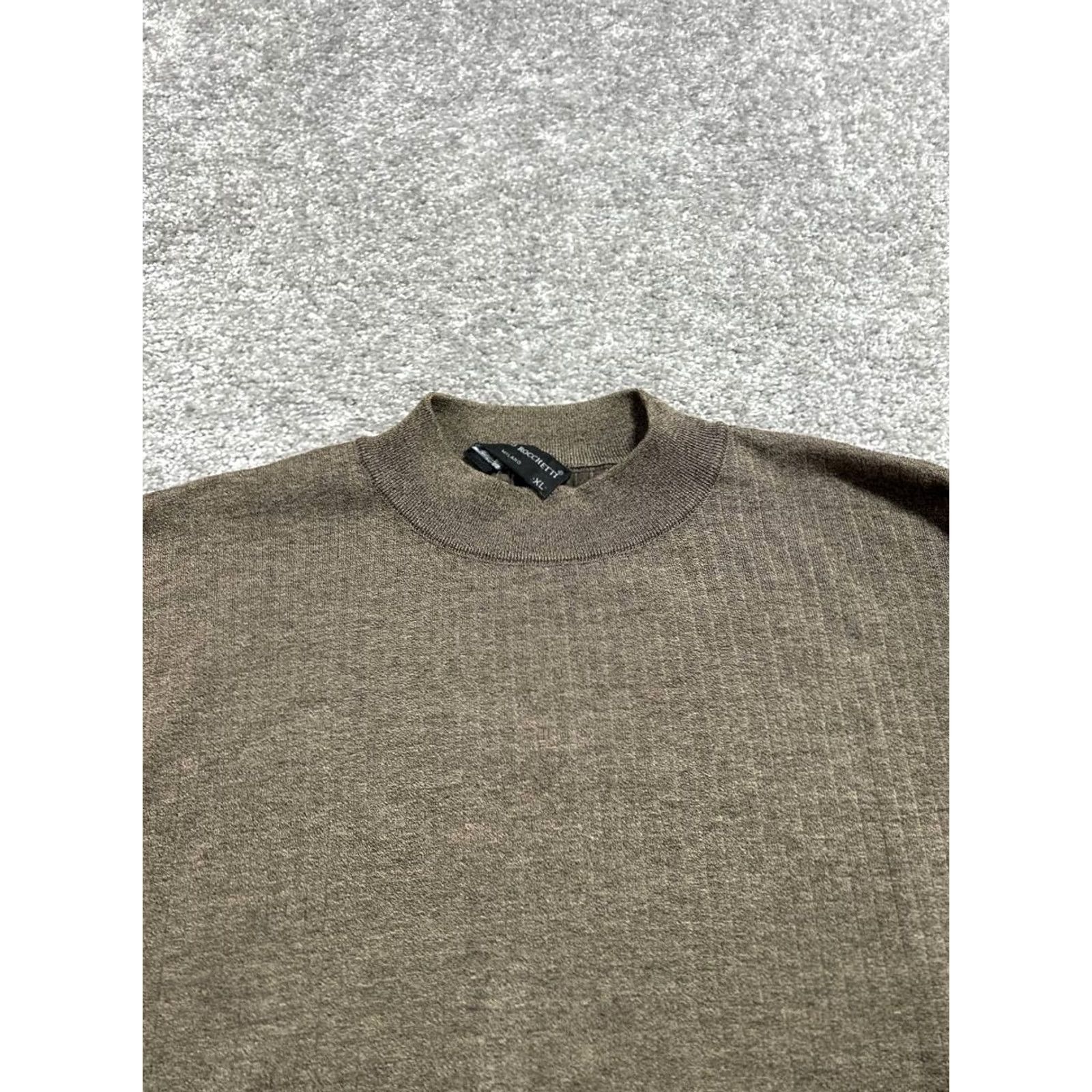 Vintage VINTAGE Vittorio Rocchetti Milano Sweater Mens XL Brown Cotton Mock Neck 90s Size US XL / EU 56 / 4 - 3 Thumbnail