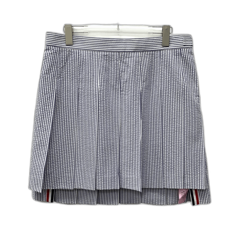 Thom Browne Thom Browne Blue Striped Cotton Pleated Skirt Size 42" / US 20 - 1 Thumbnail