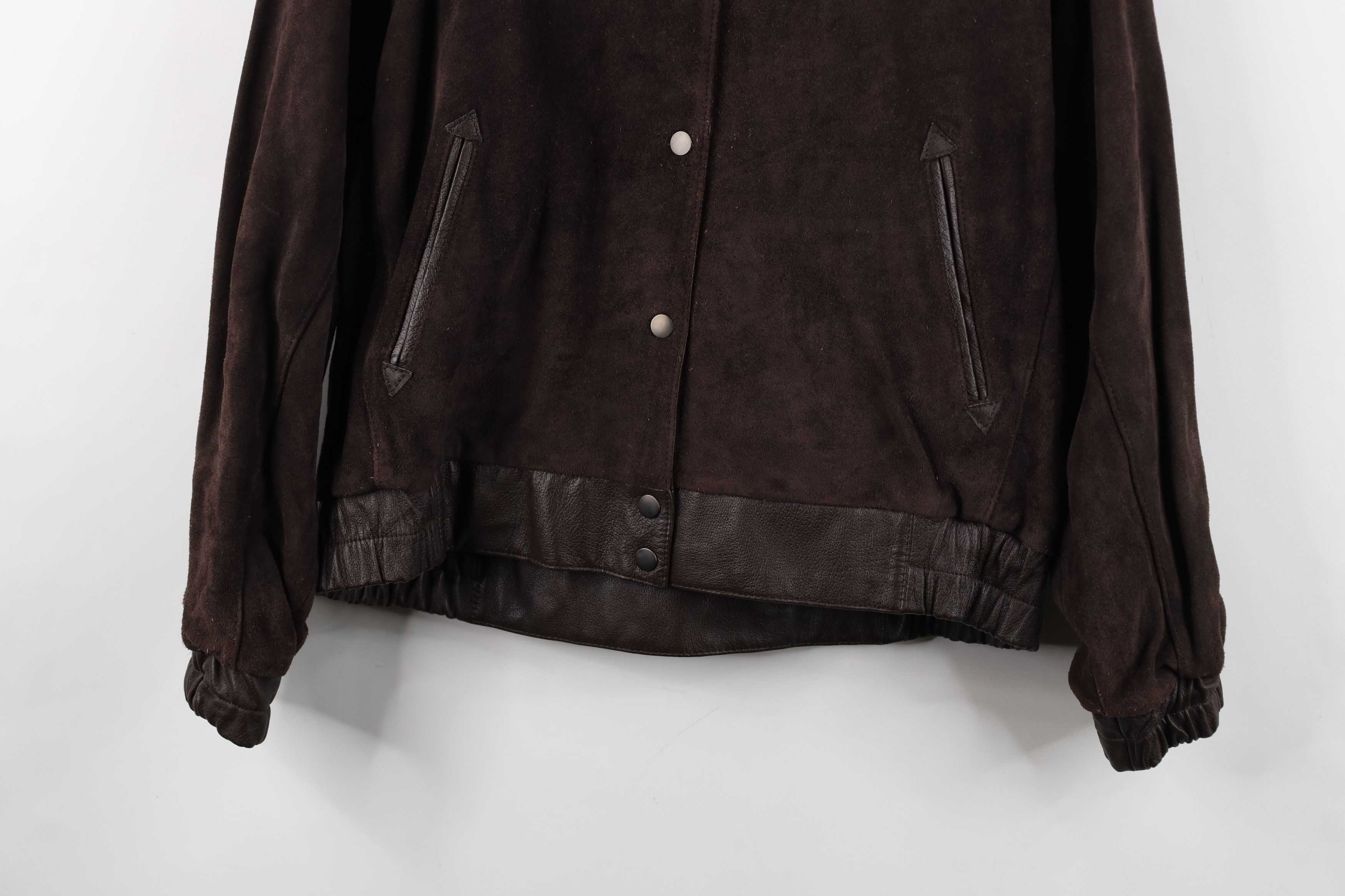 Vintage Vintage 80s 90s Streetwear Leather Bomber Jacket Dark Brown Size L / US 10 / IT 46 - 3 Thumbnail