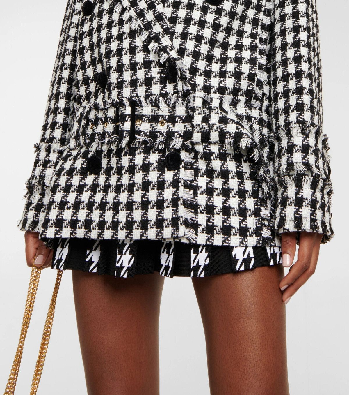 Balmain o1y0525 Checked Coat in Black/White Size XS / US 0-2 / IT 36-38 - 3 Thumbnail
