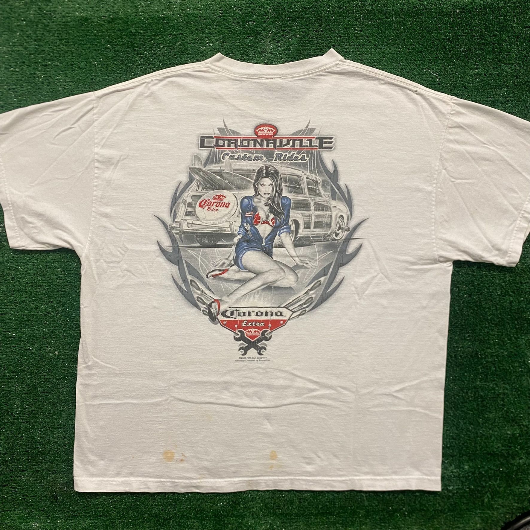 Vintage Vintage 90s Corona Extra Shirt Beach Pin Up Beer Chrome Tee Size US XL / EU 56 / 4 - 1 Thumbnail