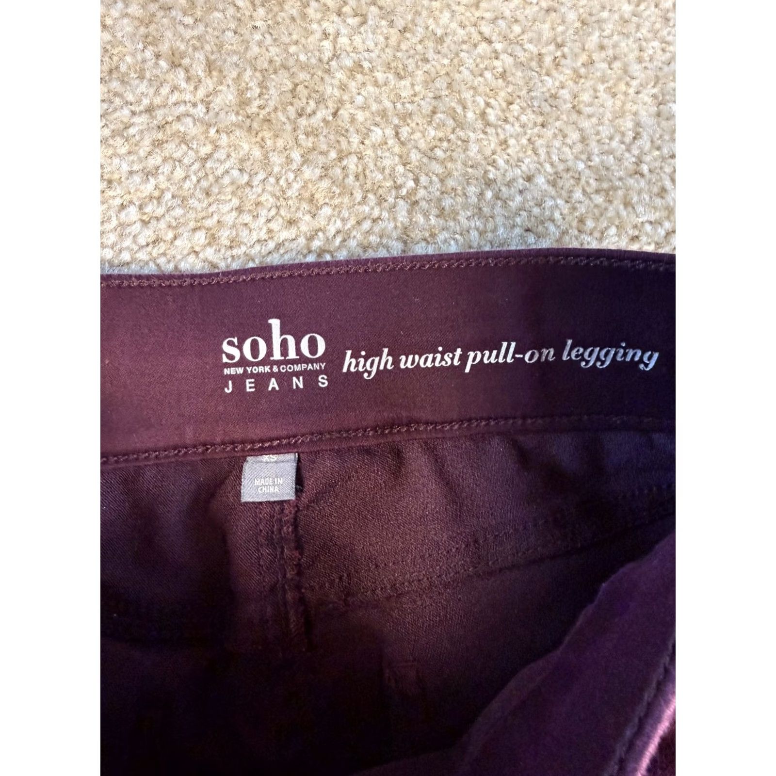 Vintage New York & Company Red Burgundy Size XS High Waist Pull-on Legging Soho Size 28" / US 6 / IT 42 - 4 Thumbnail