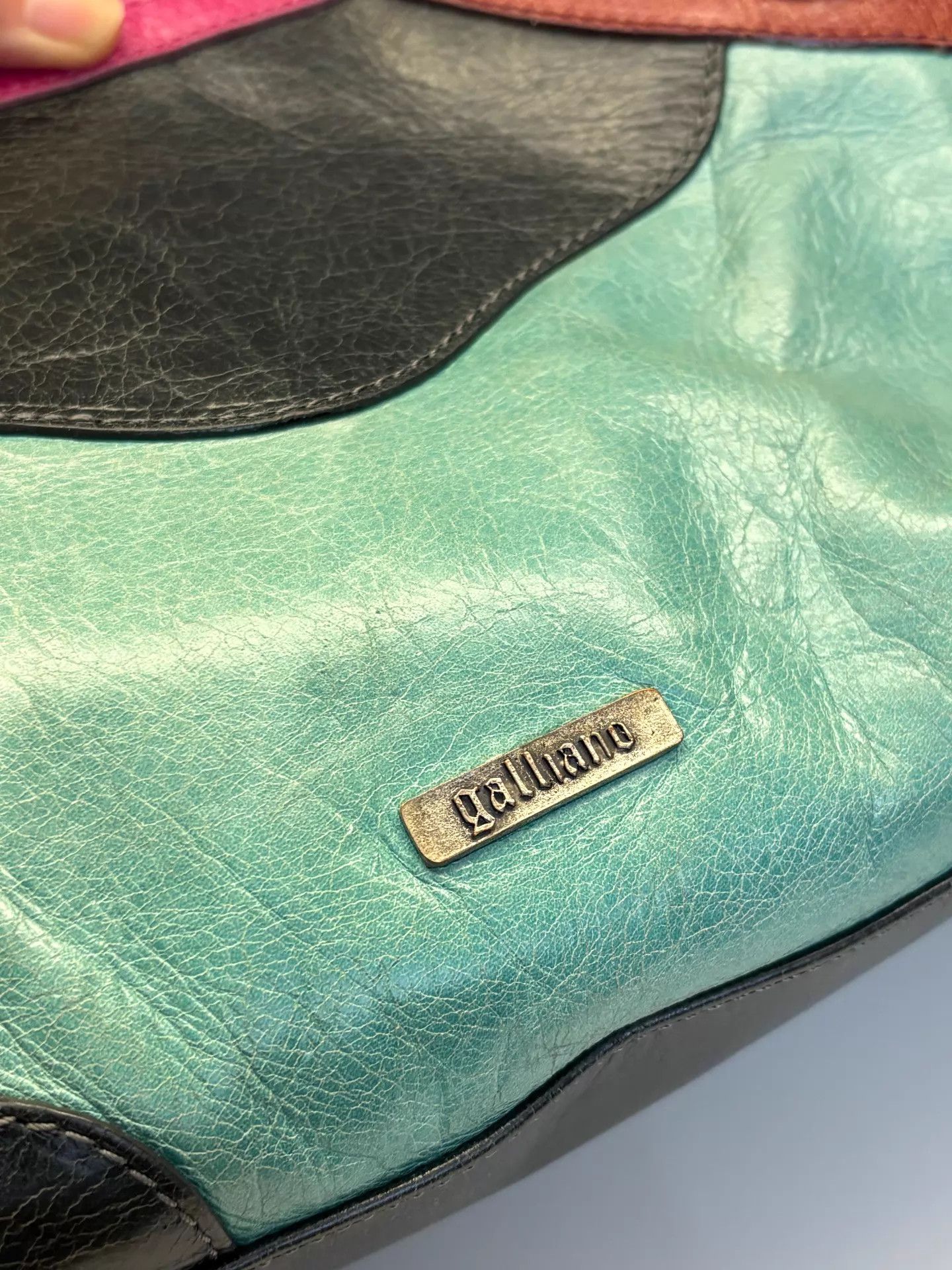 John Galliano John Galliano vtg colorblocked waxed leather underarm bag Size ONE SIZE - 6 Thumbnail