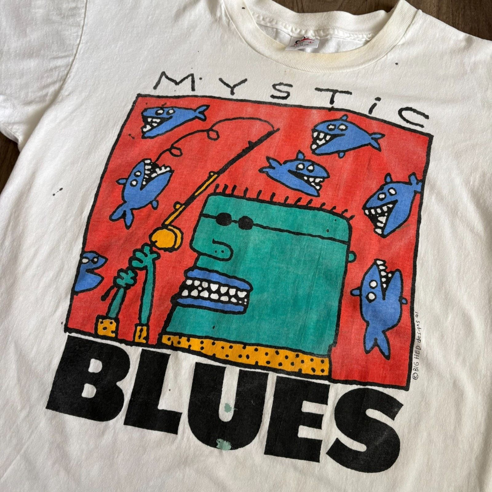 Anvil × Vintage Vintage Big Hed Mystic Blues Art T-Shirt Men's Size L Size US L / EU 52-54 / 3 - 3 Thumbnail