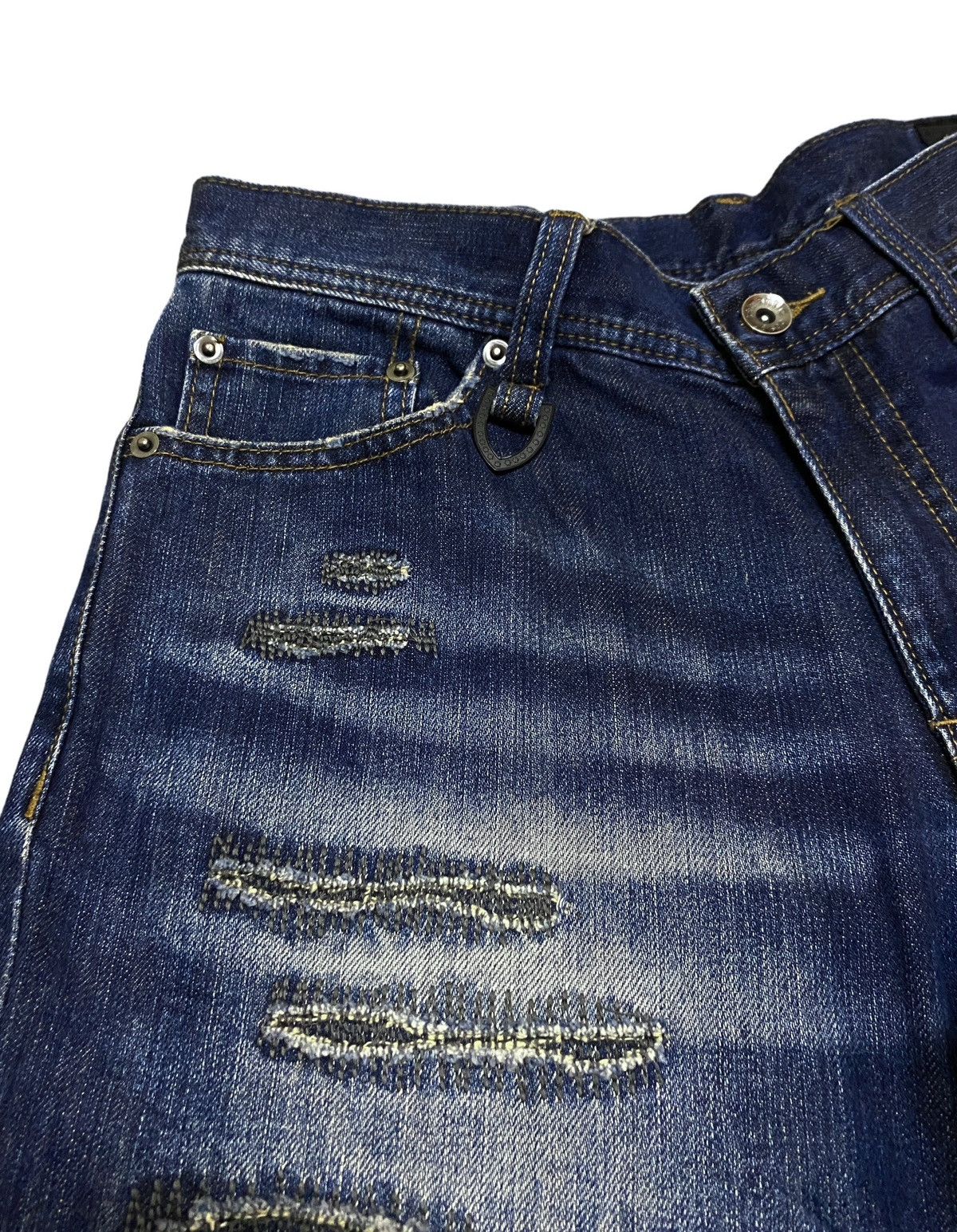 Le Grande Bleu (L.G.B.) Very Rare Vintage Brand Semantic Design Ripped Jeans 1990s Size US 30 / EU 46 - 7 Thumbnail