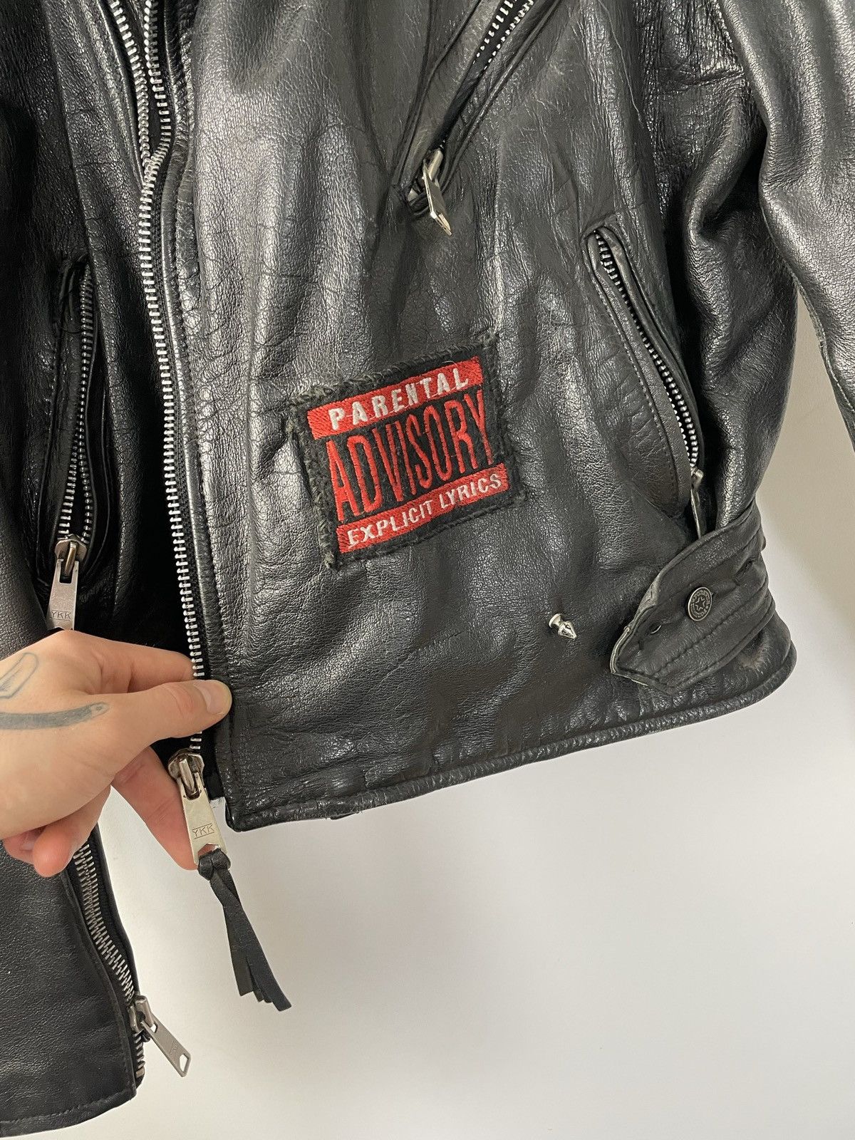 Genuine Leather Rare 90s Biker Real Genuine Leather Metal Jacket Rock Hype Size US L / EU 52-54 / 3 - 8 Thumbnail