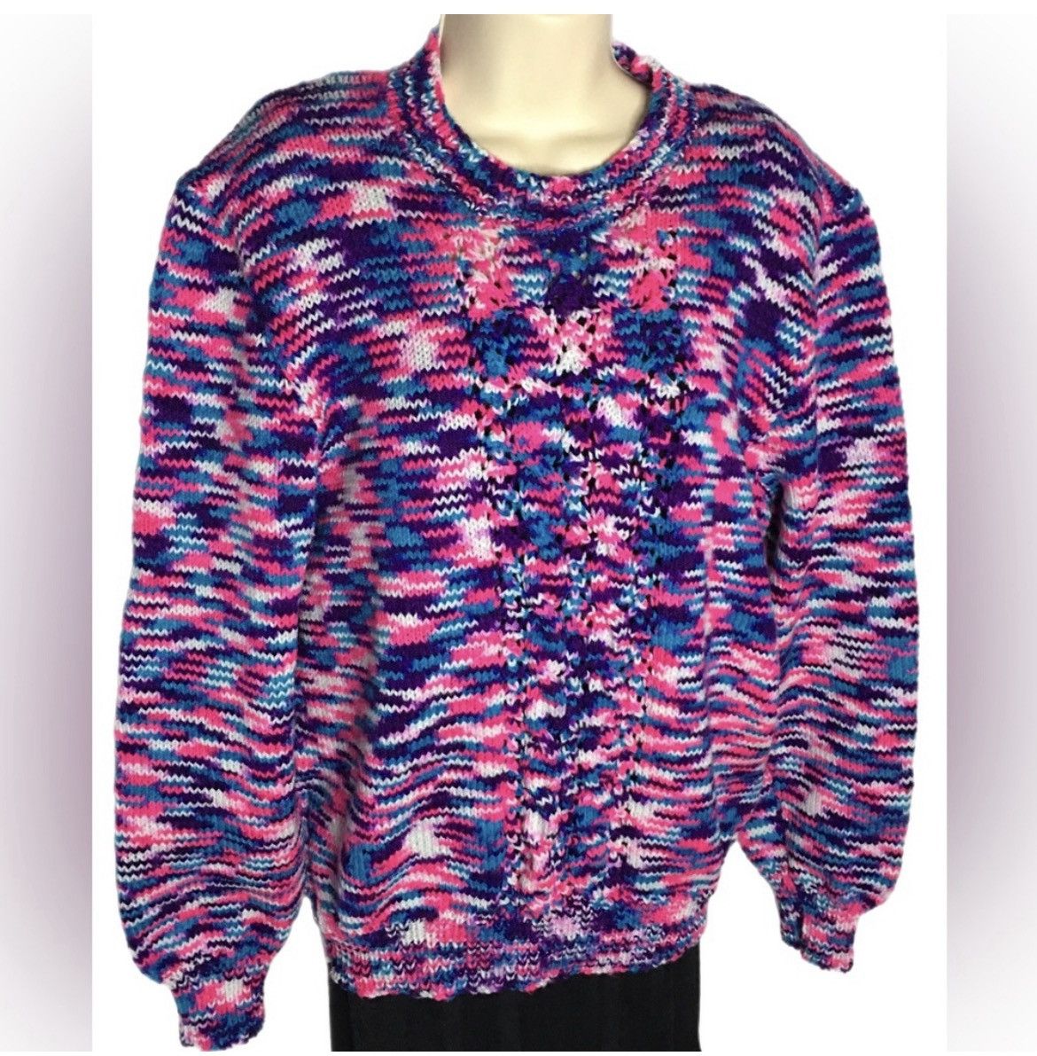 Handmade New Hand Knitted Crew Neck Jumper Size M / US 6-8 / IT 42-44 - 8 Thumbnail