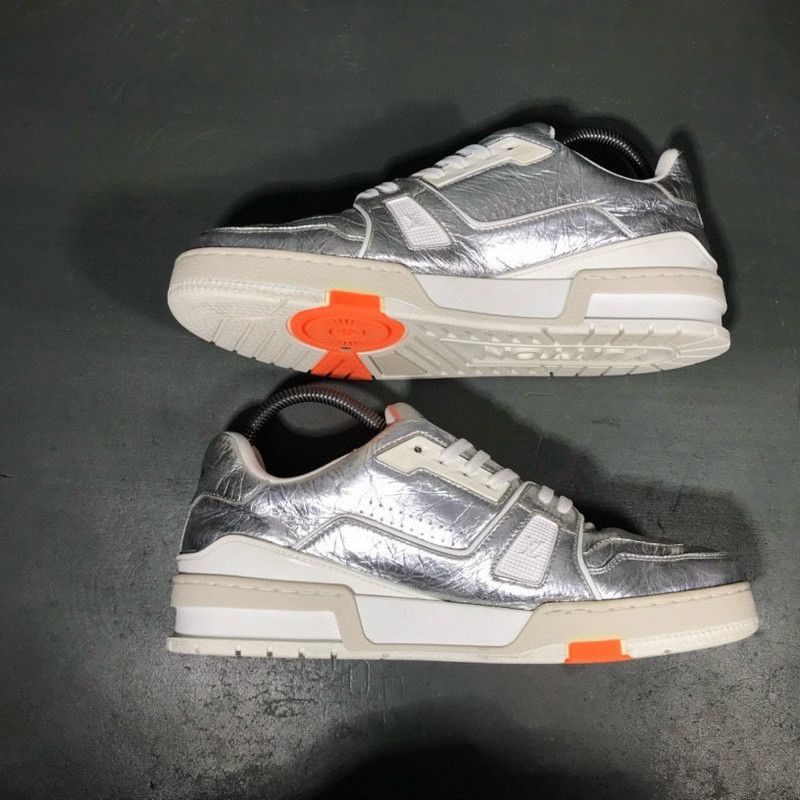 Louis Vuitton Louis Vuitton Metallic Silver Trainer Sneakers -2508 Size US 9.5 / EU 42-43 - 8 Thumbnail
