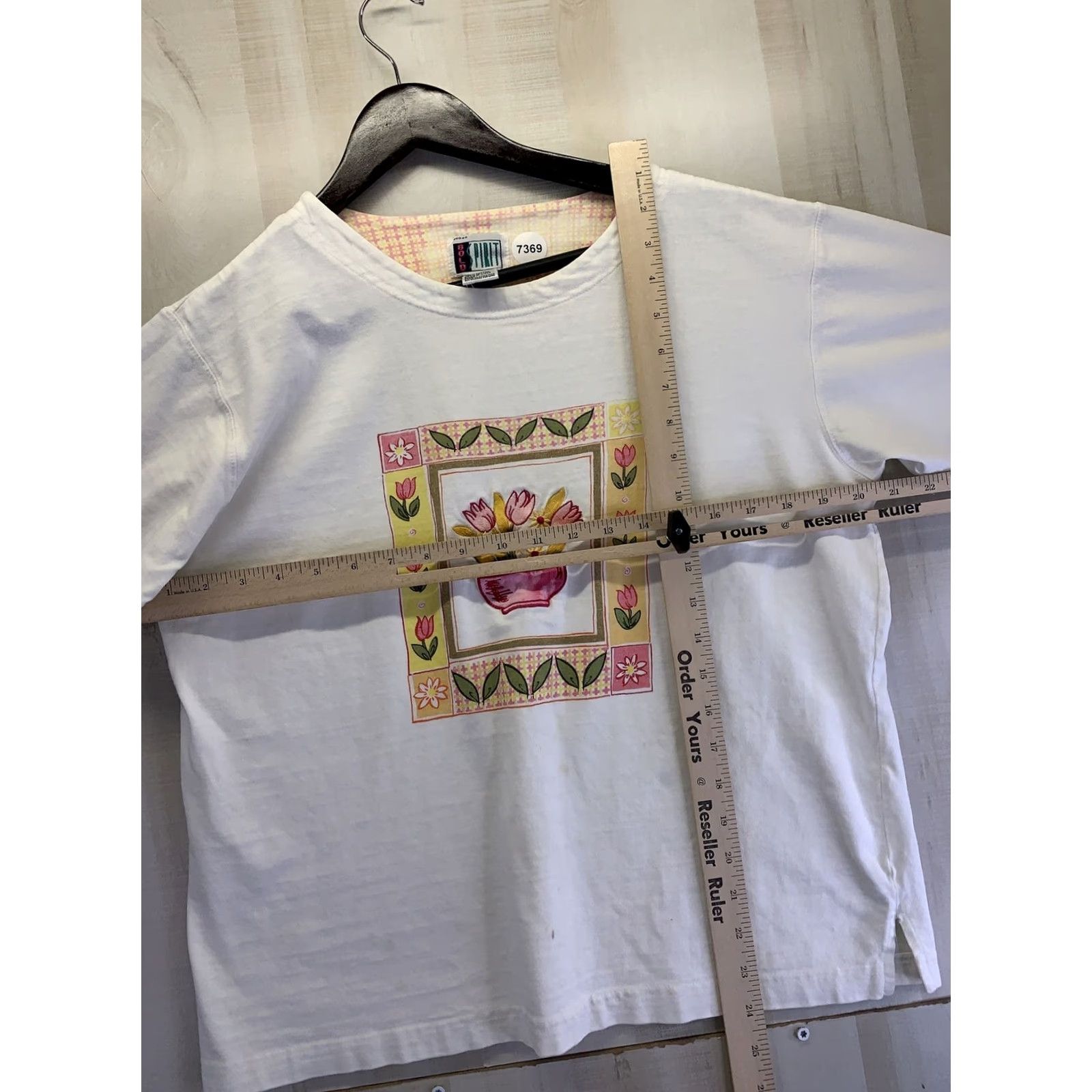 Vintage VINTAGE Bold Spirit Womens Floral Embroidered Graphic Print T-Shirt M White 1990s Mens Womens Boys Girls Size M / US 6-8 / IT 42-44 - 5 Thumbnail