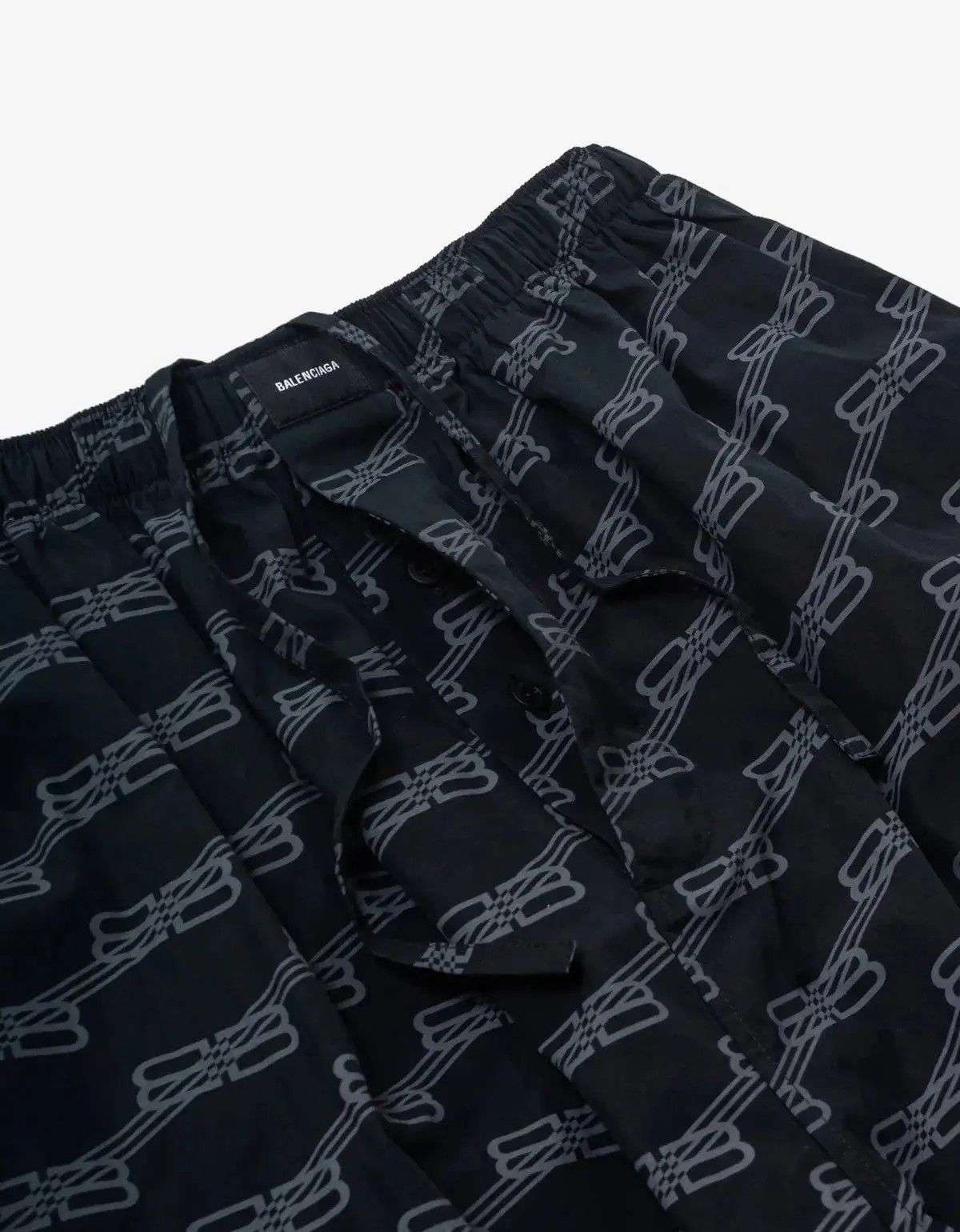Balenciaga o1s1wg111224 BB Monogram Pyjama Pant in Black/Grey Size US 30 / EU 46 - 4 Thumbnail