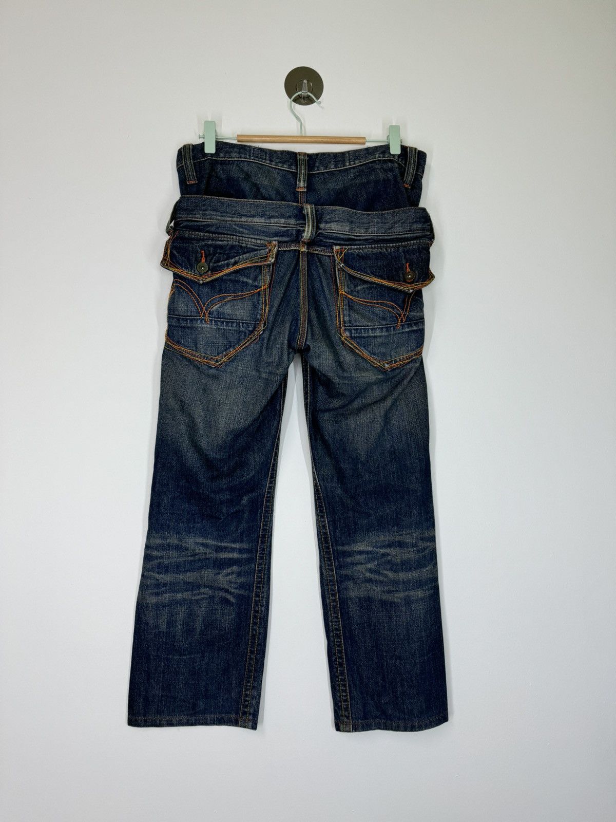 Hysteric Glamour × Japanese Brand Distressed Doube Waist Junya Watanabe Denim Jeans Size US 31 - 2 Thumbnail