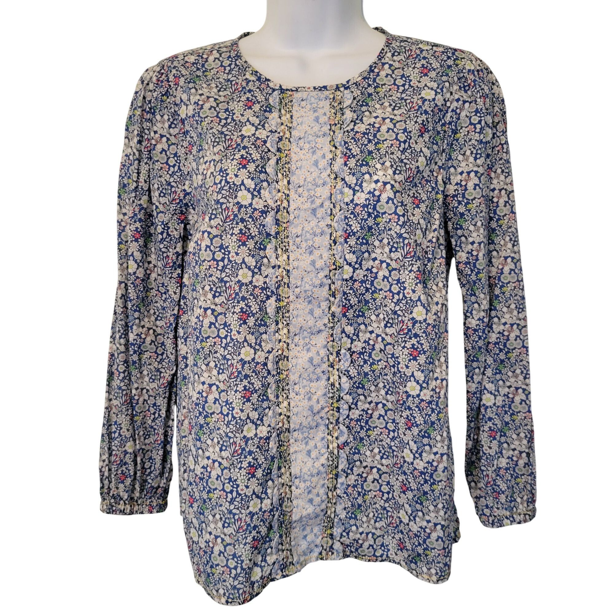 J.Crew J Crew Liberty Fabric Floral Blouse XS Long Sleeve Shirt Blu Size XS / US 0-2 / IT 36-38 - 1 Thumbnail