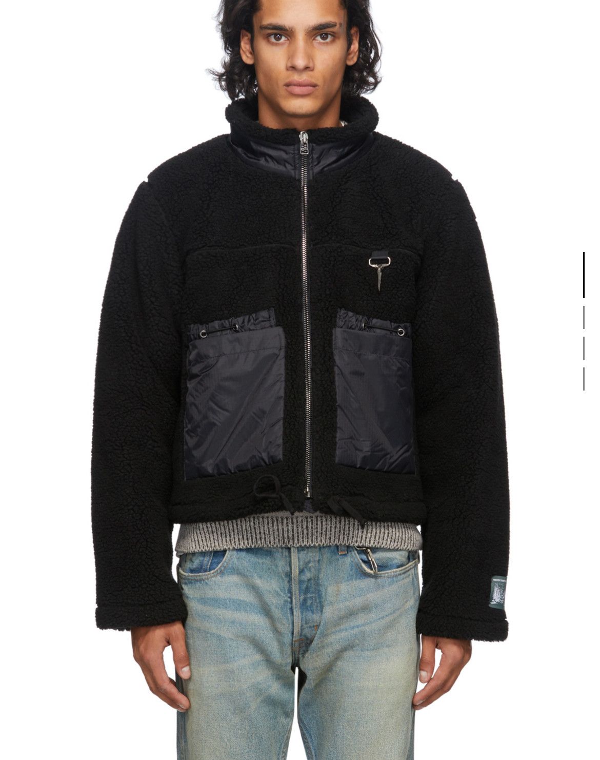 Reese Cooper Black Sherpa Zip-Up Sweater Size US L / EU 52-54 / 3 - 8 Thumbnail