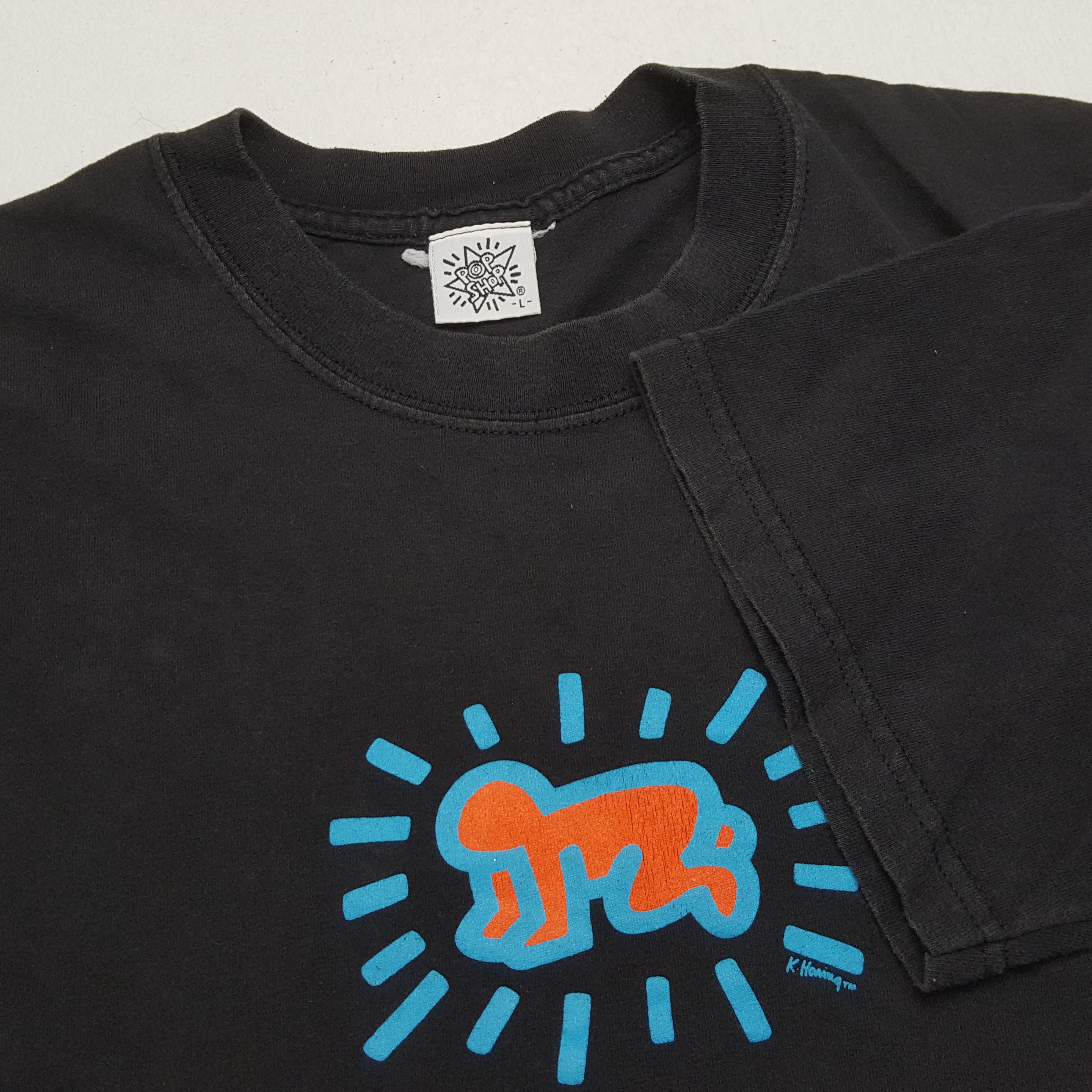 Keith Haring × Vintage KEITH HARING Pop Shop Center Design Streetwear Tshirt Size US L / EU 52-54 / 3 - 6 Thumbnail