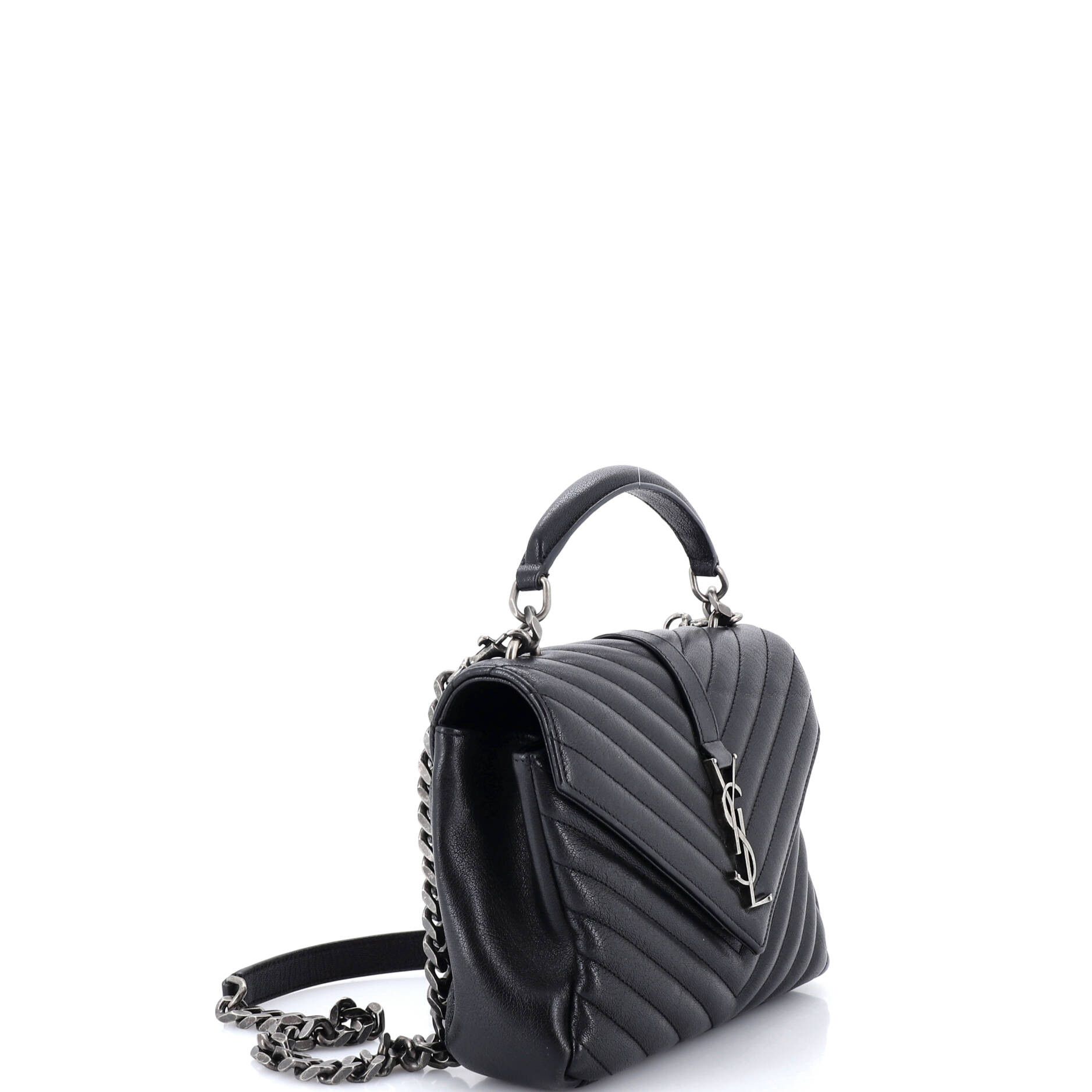 Saint Laurent Paris Classic Monogram College Bag Matelasse Chevron Leather Medium Size ONE SIZE - 1 Thumbnail
